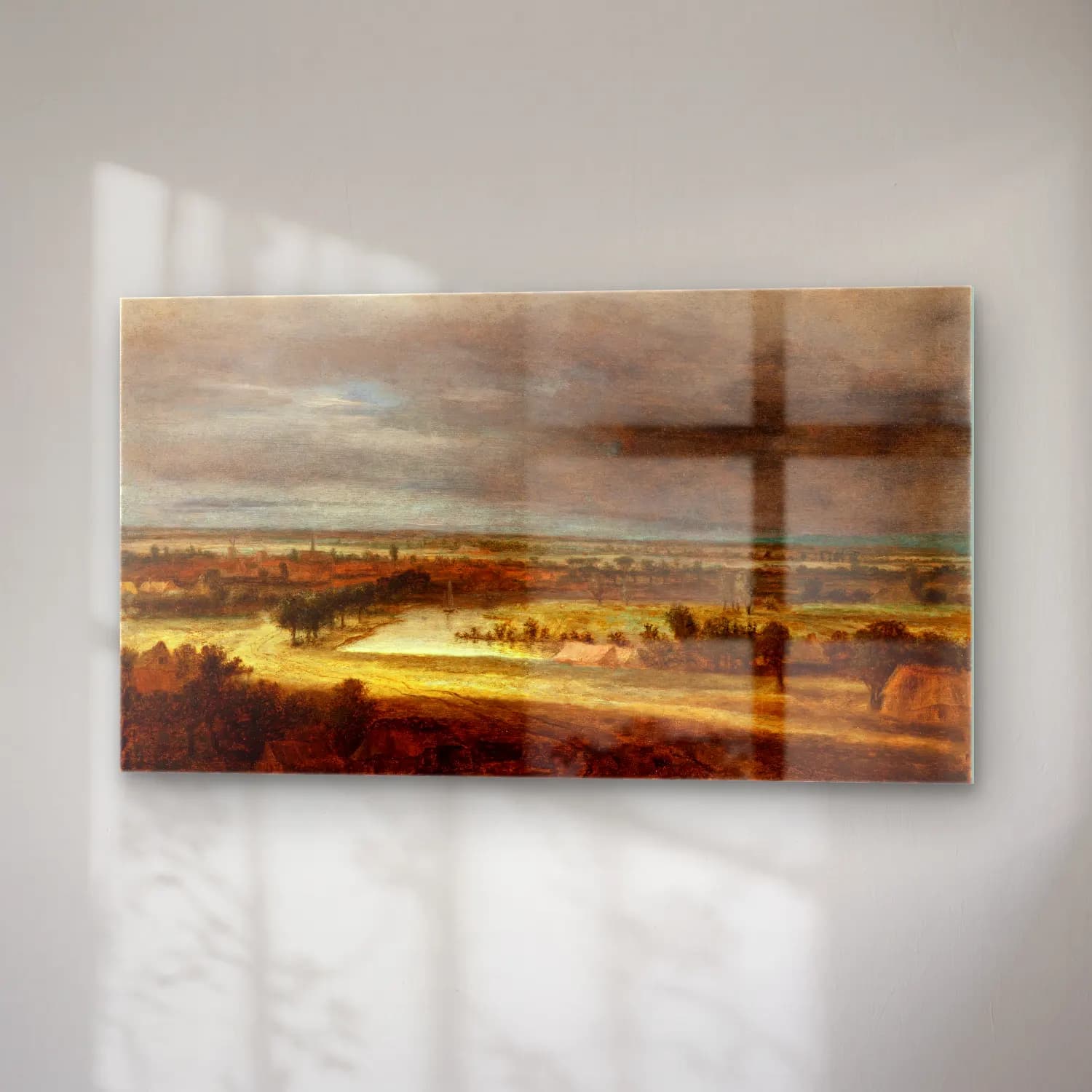 Philips Koninck – Panoramic Landscape with a Village (circa 1648-1649) cam tablo — sağ açıdan görünüm
