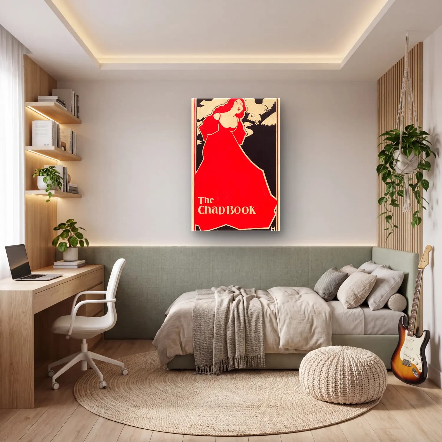 Vintage Poster Elbiseli Kadın No. 62 cam tablo — genç odasında