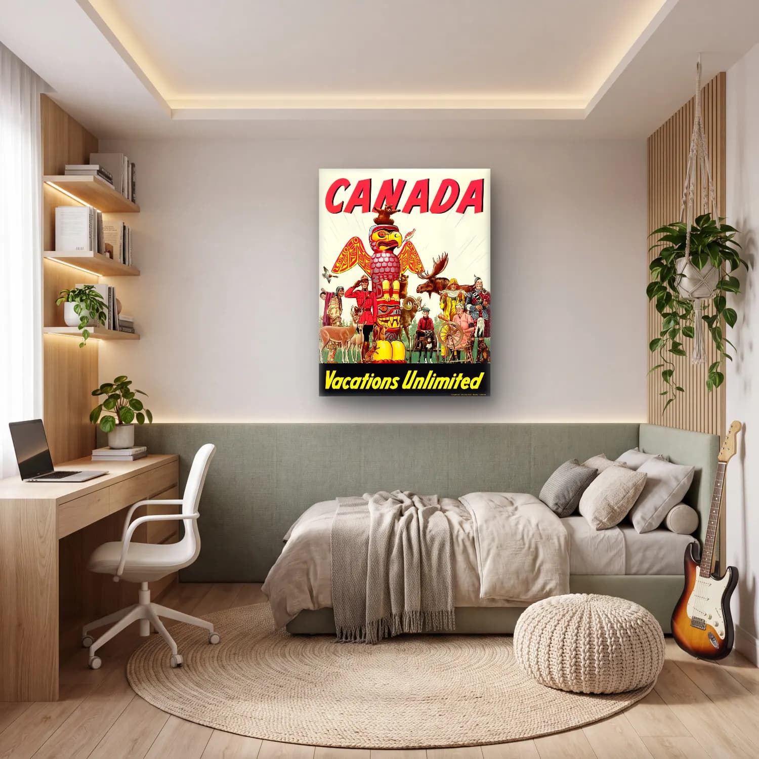 Vintage Poster Kartal cam tablo — genç odasında