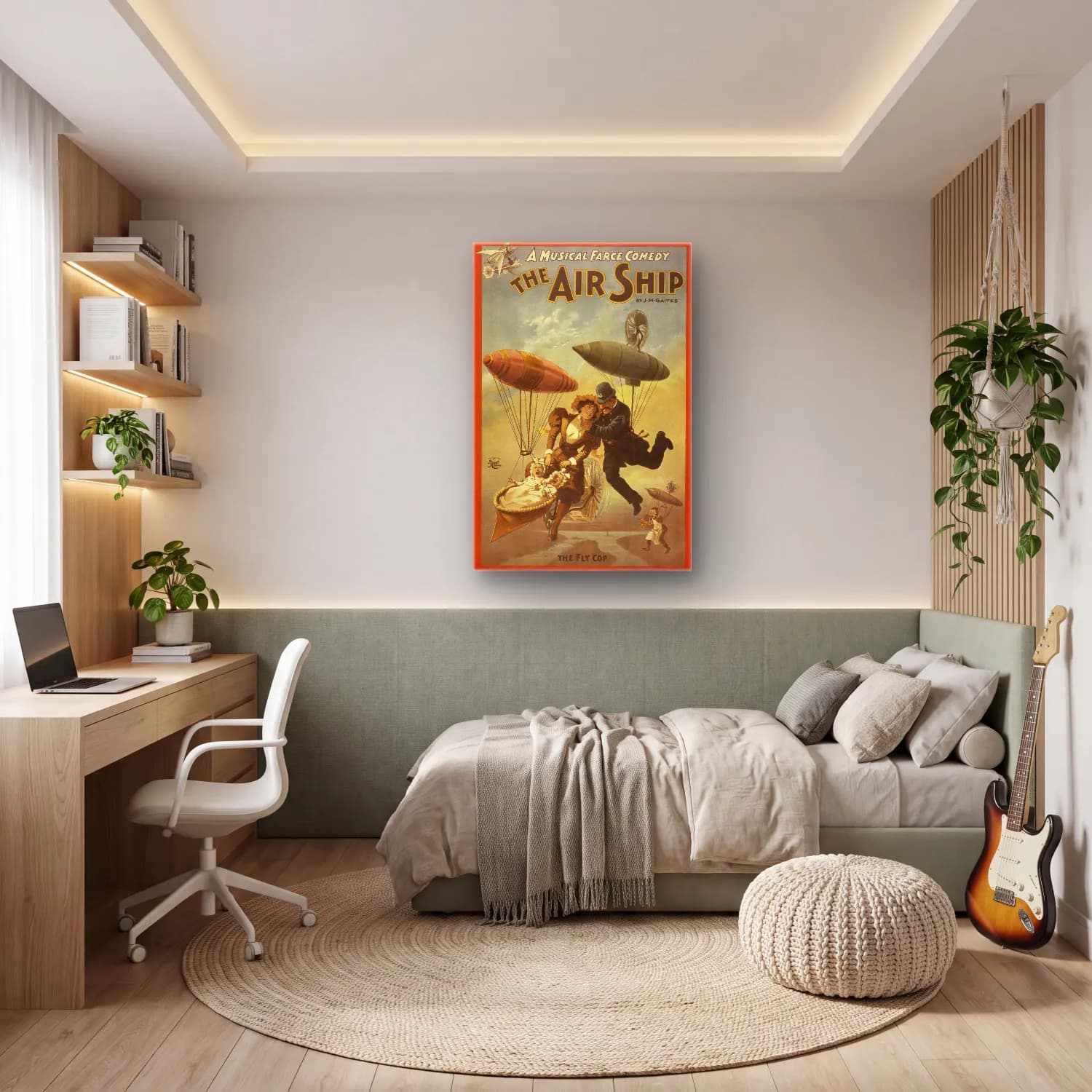 Vintage Poster Sıcak Hava Balonu No. 3 cam tablo — genç odasında