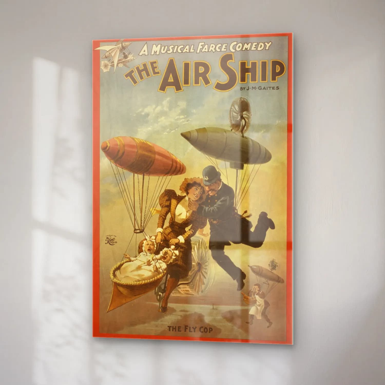 Vintage Poster Sıcak Hava Balonu No. 3 cam tablo — sağ açıdan görünüm