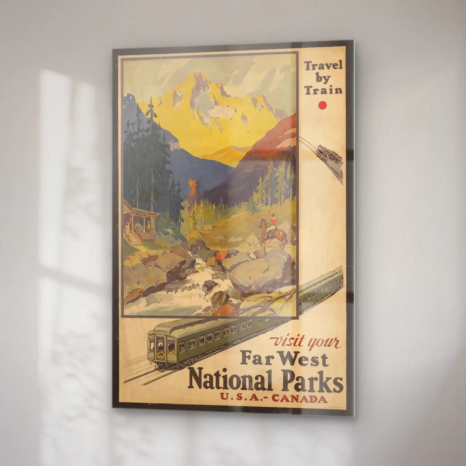 Vintage Poster Tren No. 9 cam tablo — sağ açıdan görünüm