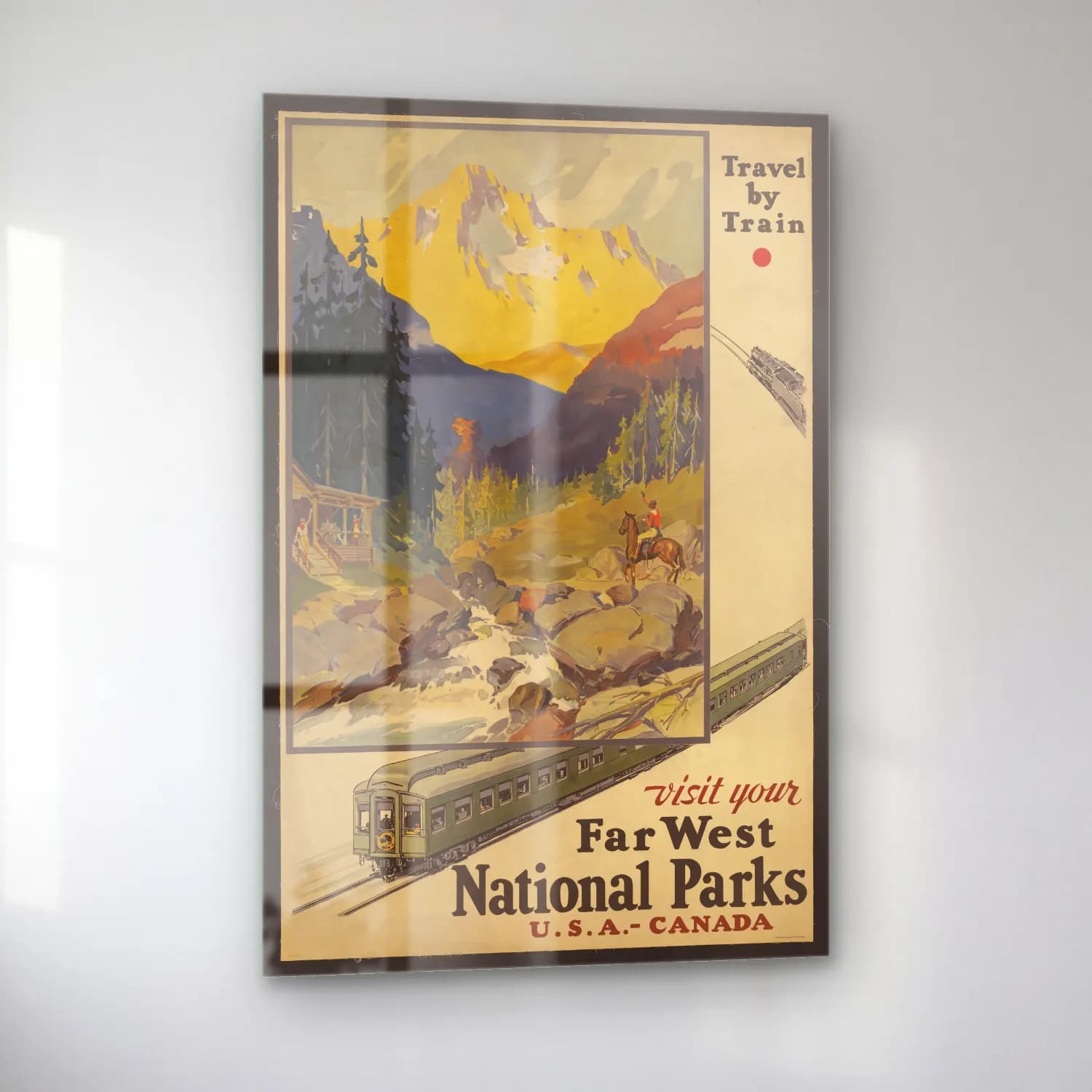 Vintage Poster Tren No. 9 cam tablo — sol açıdan görünüm