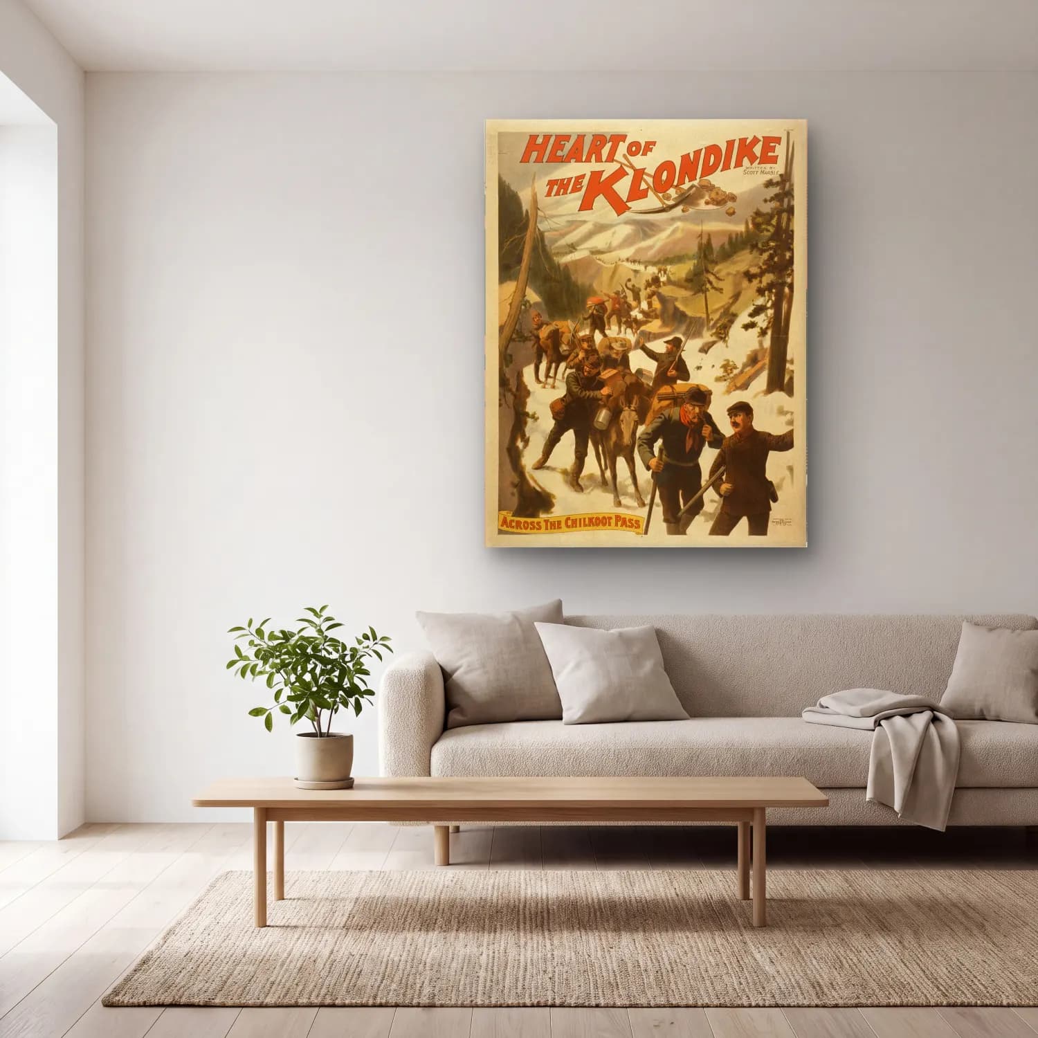 Vintage Poster Kayak No. 11 cam tablo — açık renk salonda