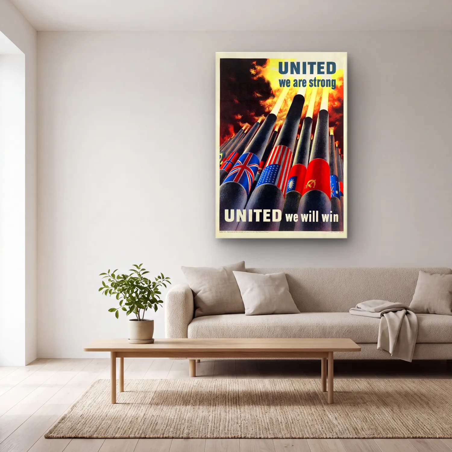 Vintage Poster Mumlar No. 6 cam tablo — açık renk salonda