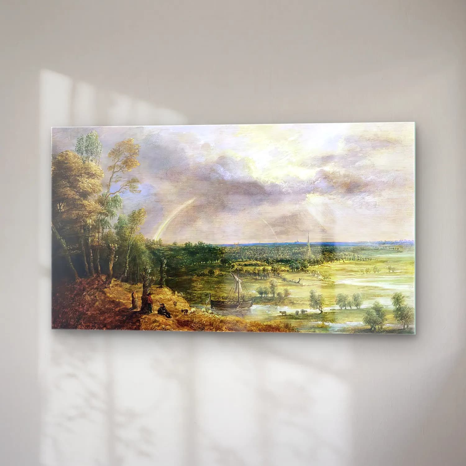 Lucas van Uden – Panoramic River Landscape cam tablo — sağ açıdan görünüm