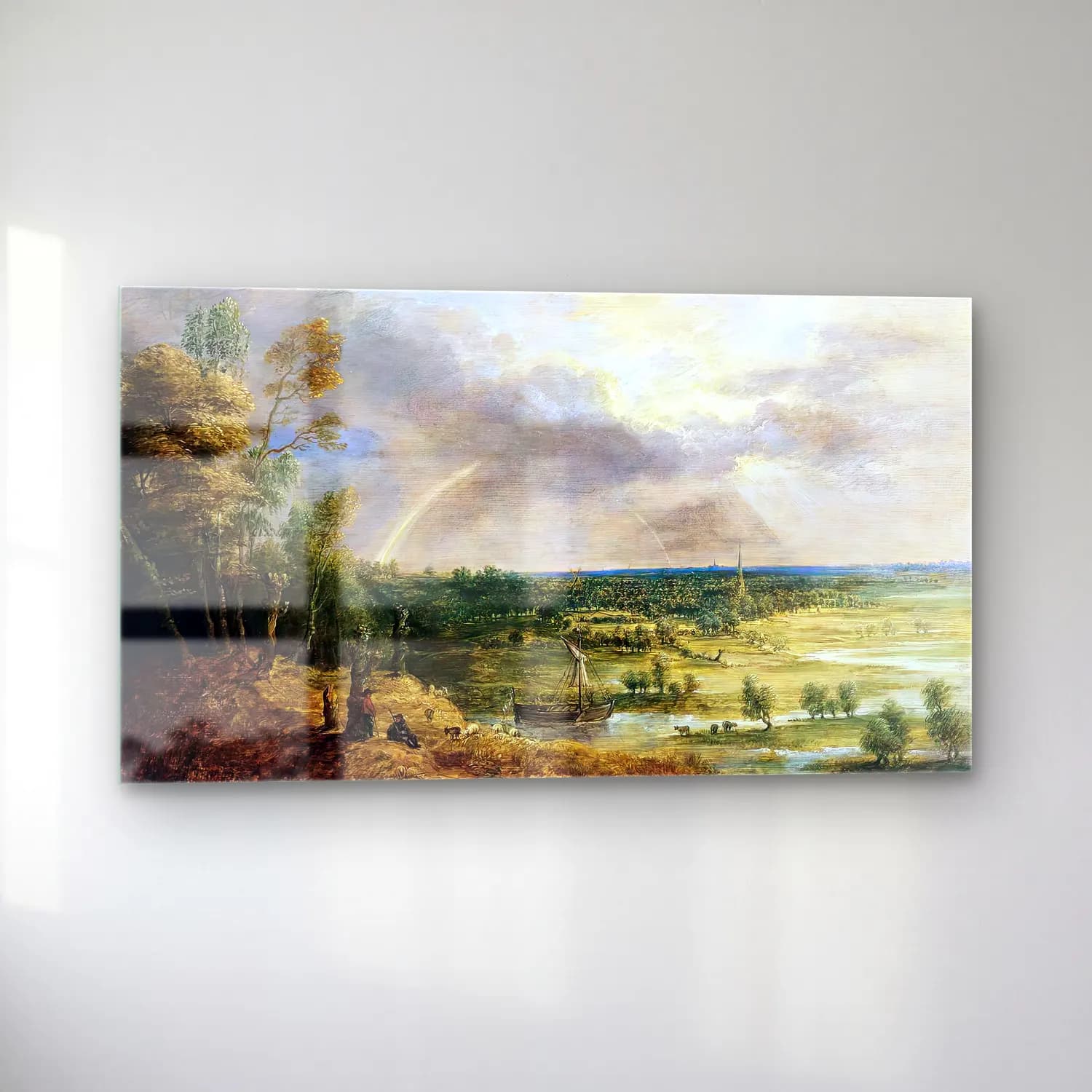 Lucas van Uden – Panoramic River Landscape cam tablo — sol açıdan görünüm