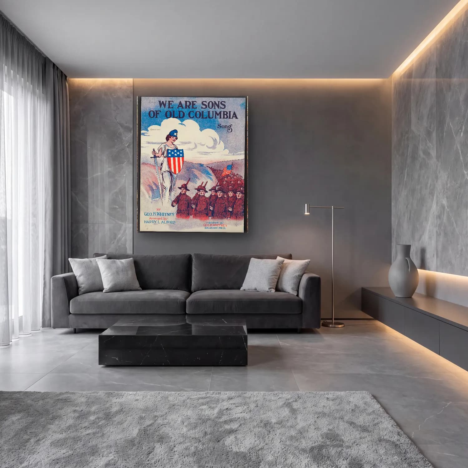 Vintage Poster Savaş Sahnesi No. 14 cam tablo — lüks salon duvarında