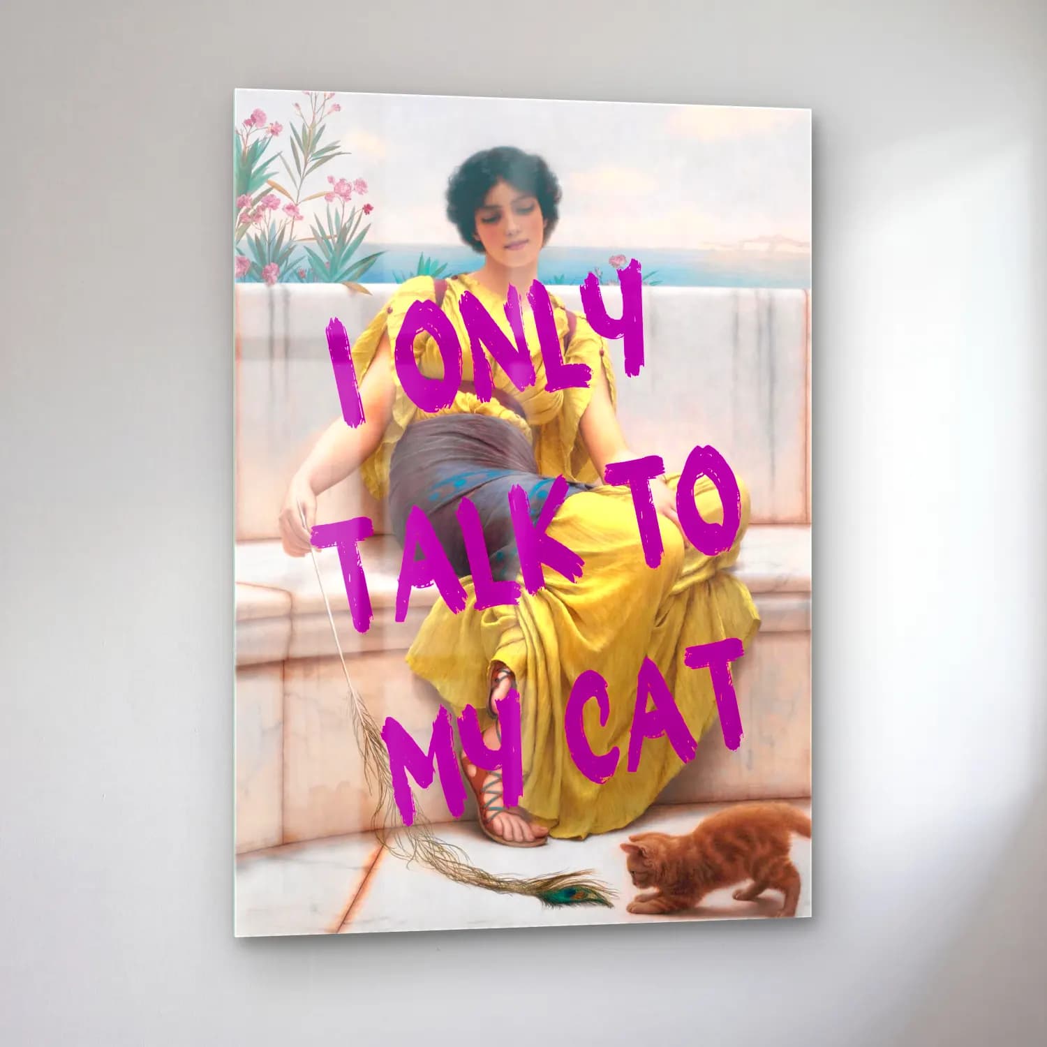 Pastel Kedi No. 2 cam tablo — sol açıdan görünüm