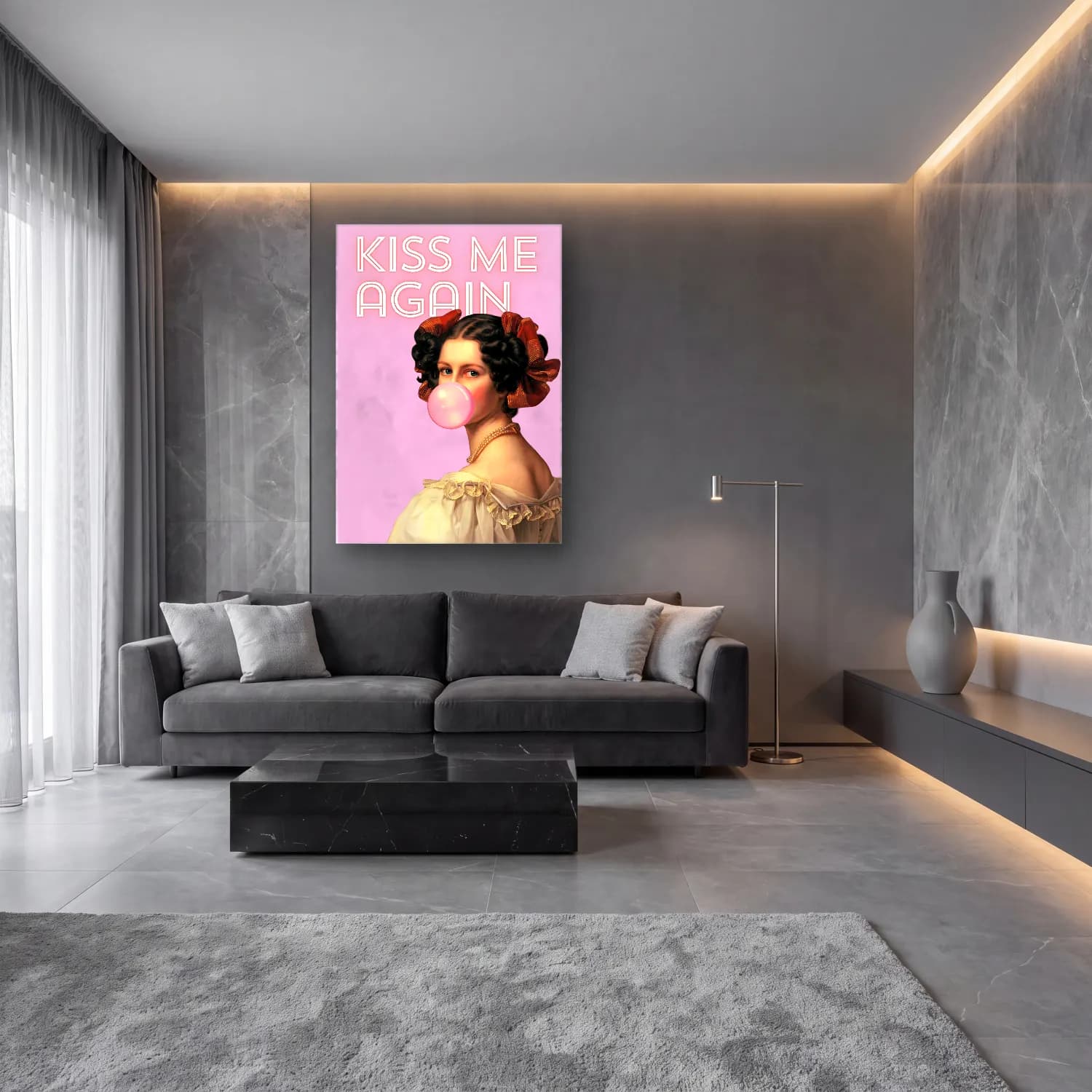 Pastel Kadın Portresi No. 5 cam tablo — lüks salon duvarında