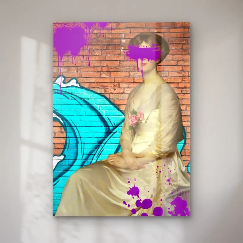 Pastel Elbiseli Kadın No. 7 cam tablo — Pastel Elbiseli Kadın No. 7 — pastel elbiseli kadın