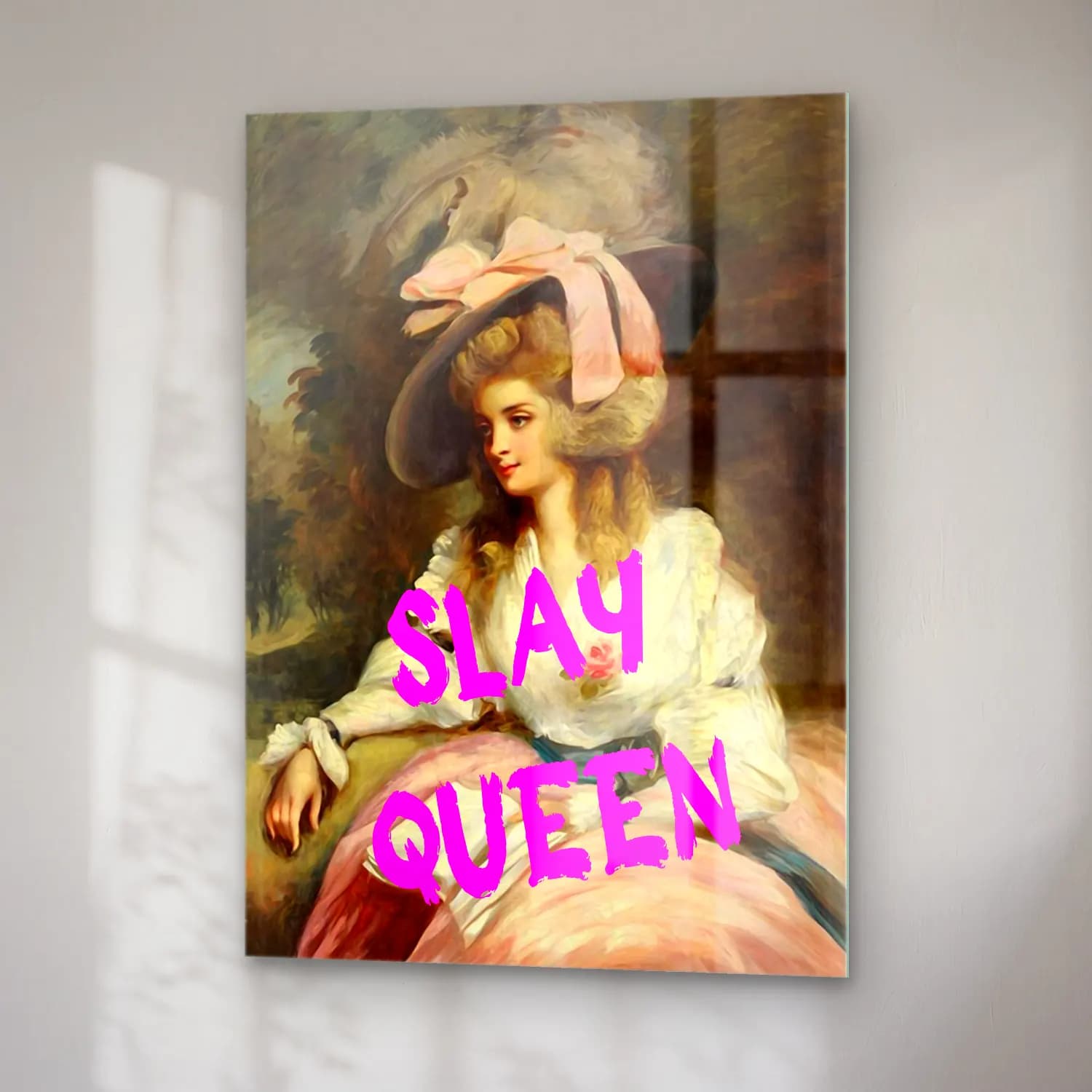 Vintage Poster Şapkalı Kadın No. 4 cam tablo — sağ açıdan görünüm