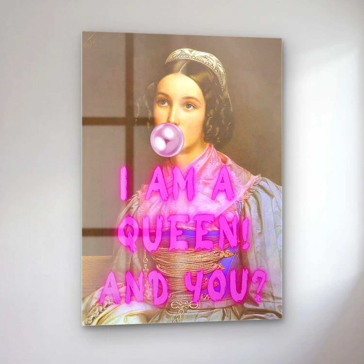 Pastel Kadın Portresi No. 7 cam tablo — sol açıdan görünüm