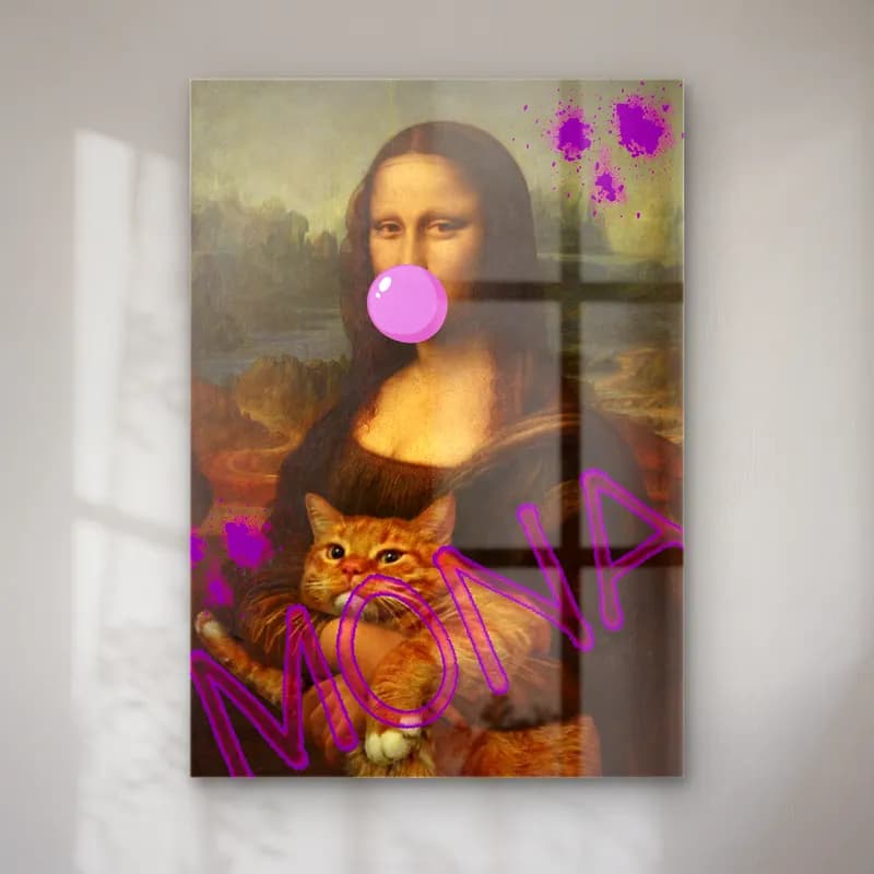 Pop Art Kedi – Pembe Tonlar cam tablo — Pop Art Kedi – Pembe Tonlar — pop art kedi