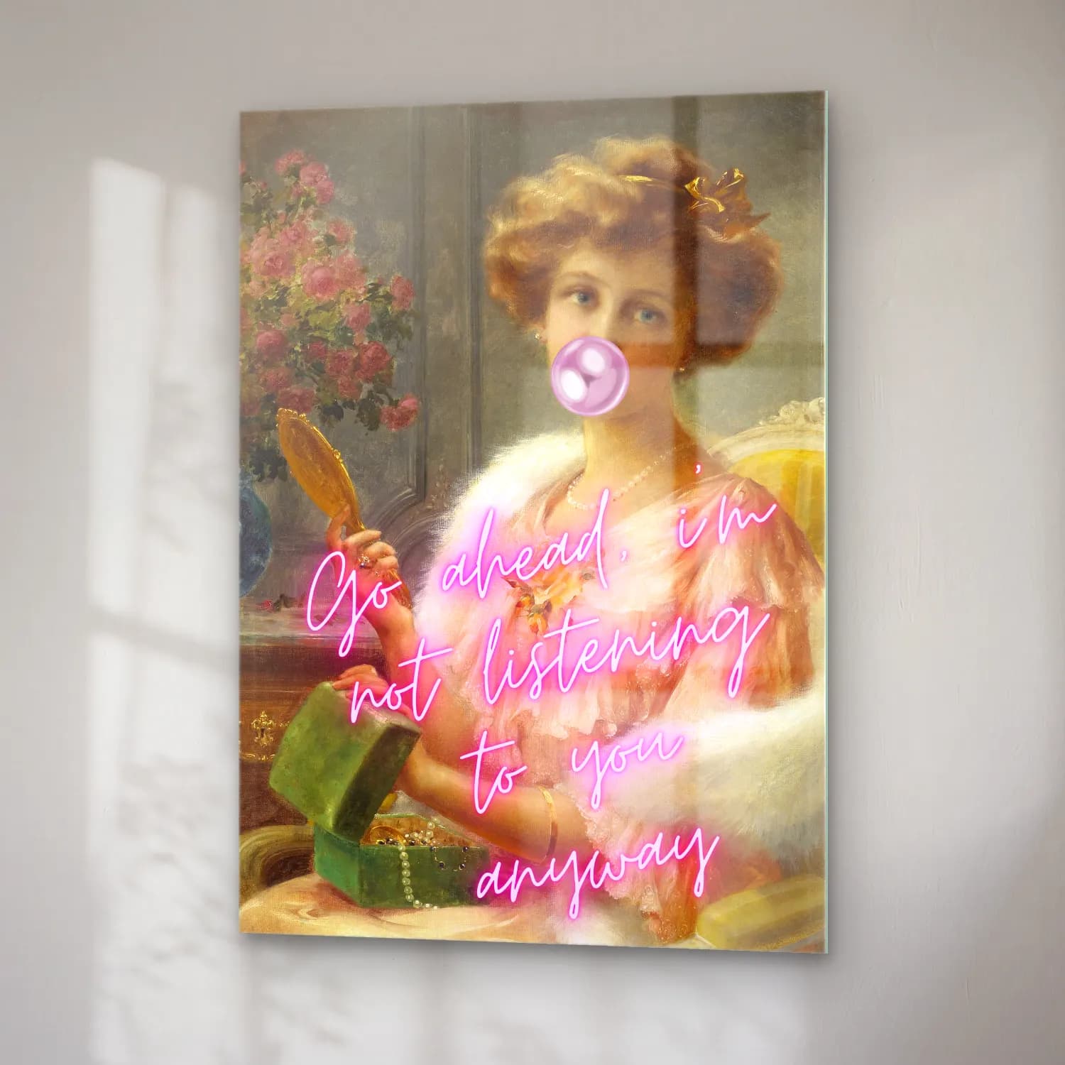 Pastel Kadın Portresi No. 11 cam tablo — sağ açıdan görünüm