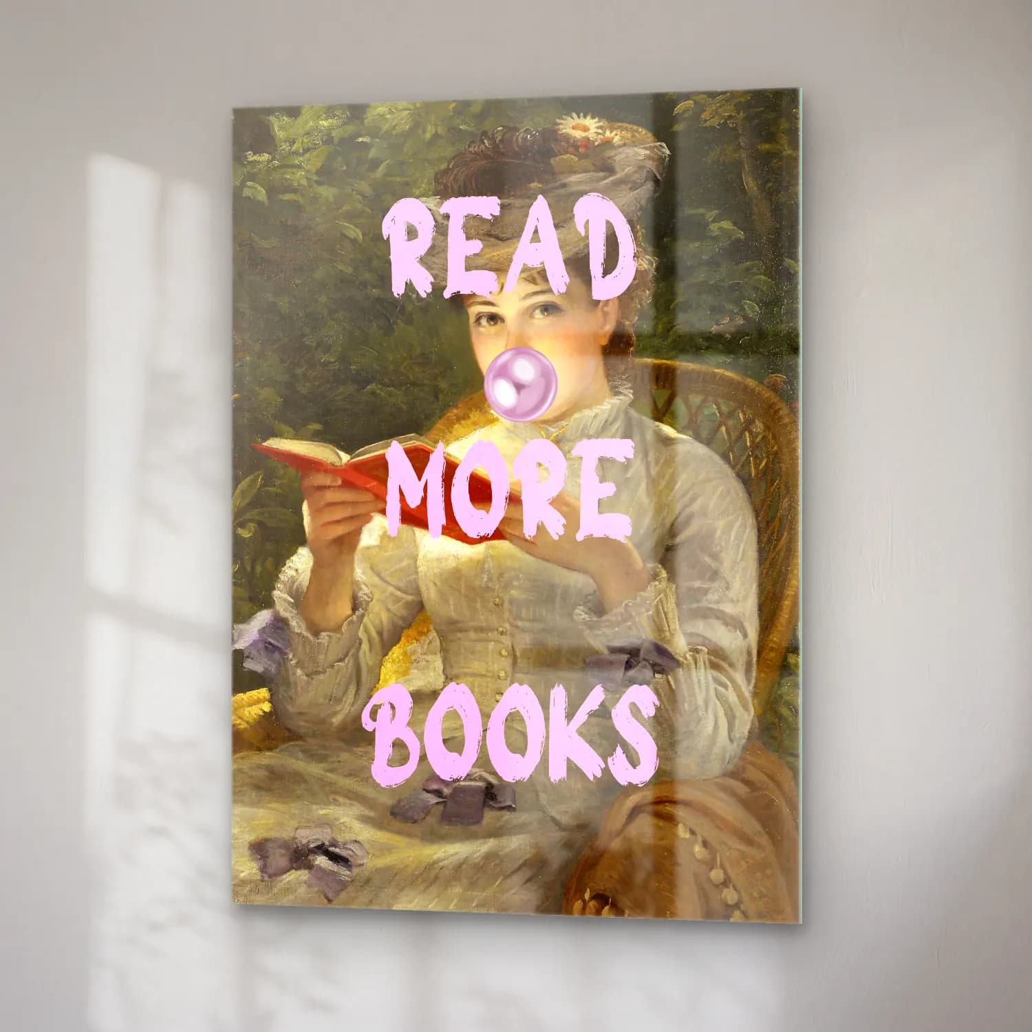 Pastel Kitap Okuyan Kadın No. 4 cam tablo — sağ açıdan görünüm