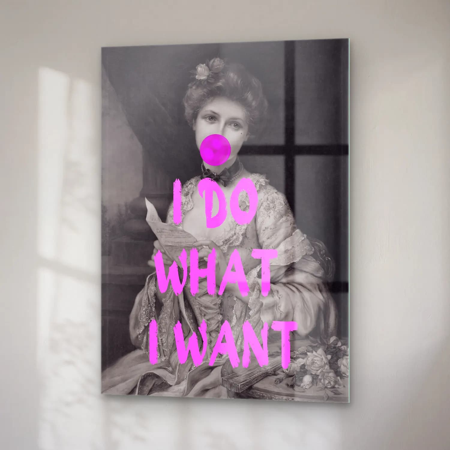 Pop Art Kadın Portresi No. 2 cam tablo — sağ açıdan görünüm