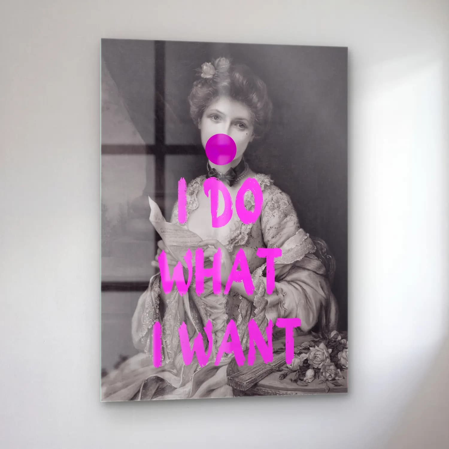 Pop Art Kadın Portresi No. 2 cam tablo — sol açıdan görünüm