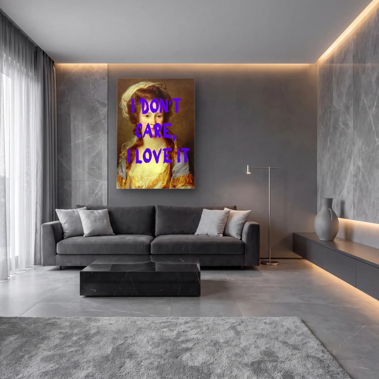 Pastel Kadın Portresi No. 12 cam tablo — lüks salon duvarında
