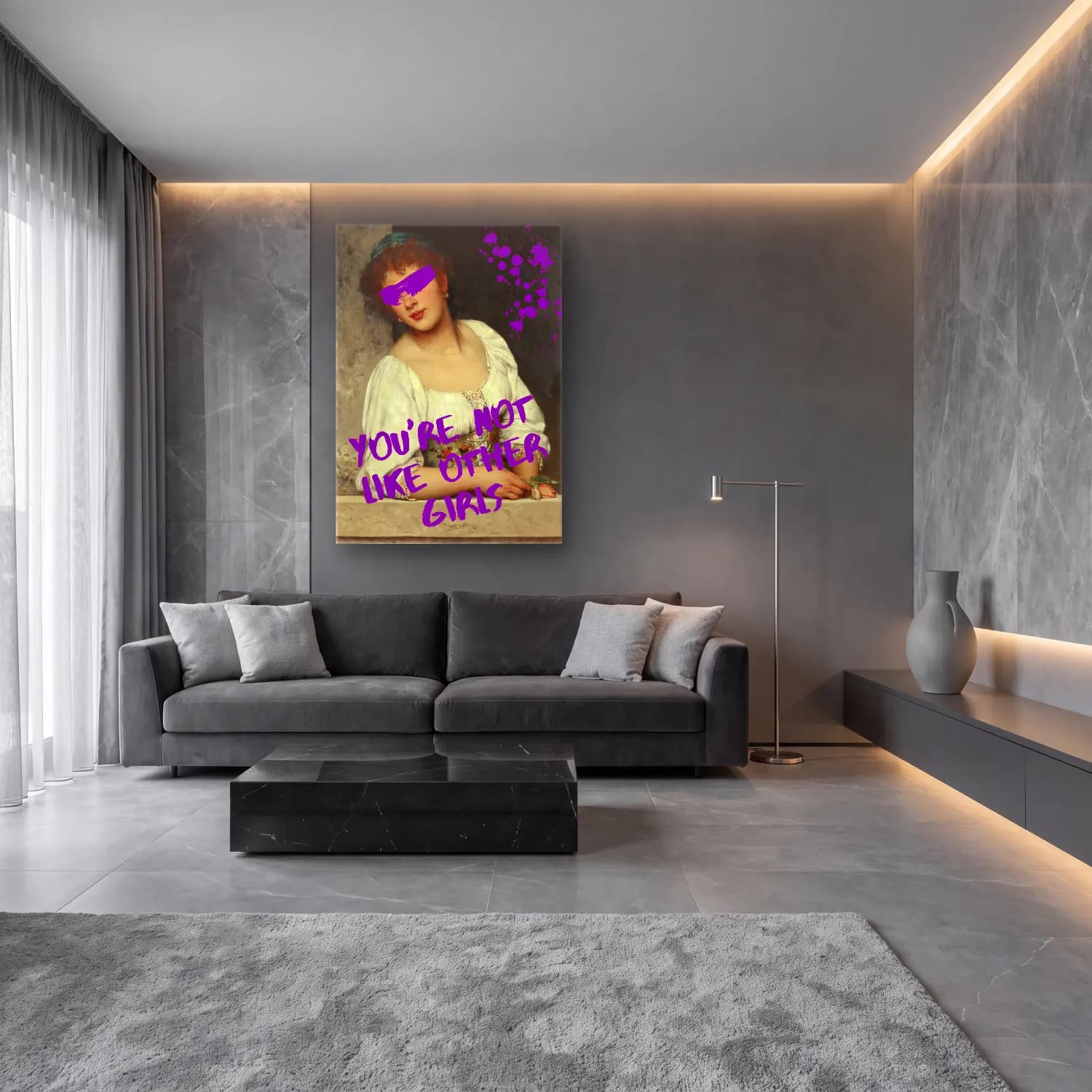 Vintage Poster Kadın Portresi No. 15 cam tablo — lüks salon duvarında