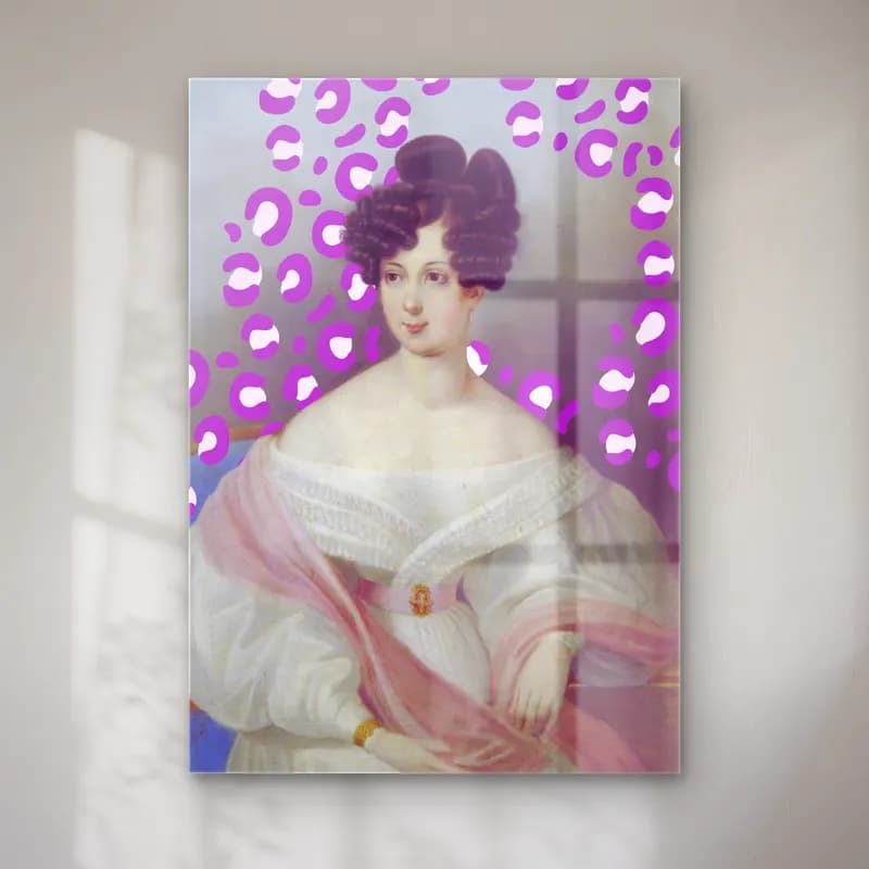 Vintage Kadın Portresi – Pembe Tonlar cam tablo — Vintage Kadın Portresi – Pembe Tonlar — vintage kadın portresi
