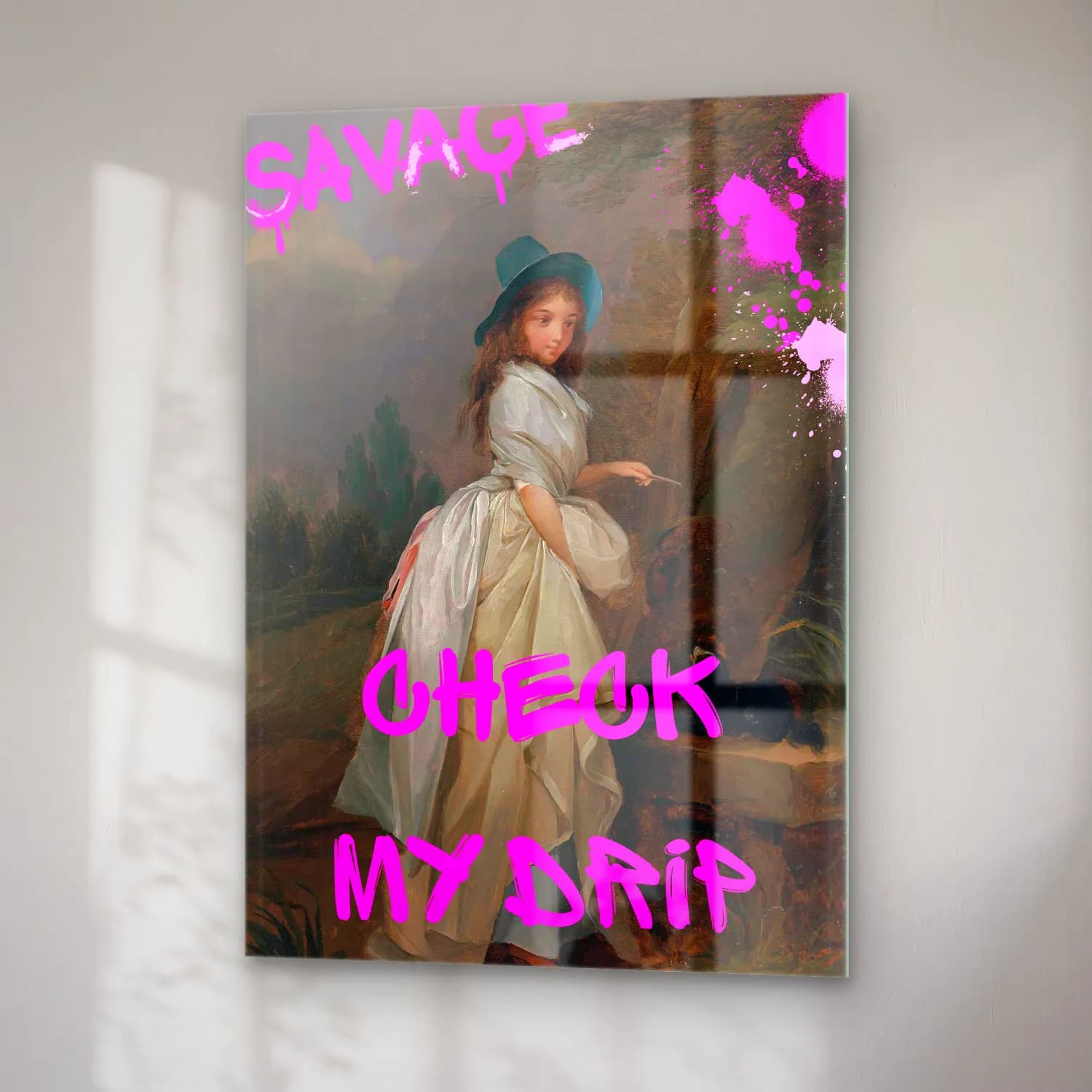 Pastel Dama Deseni No. 2 cam tablo — sağ açıdan görünüm