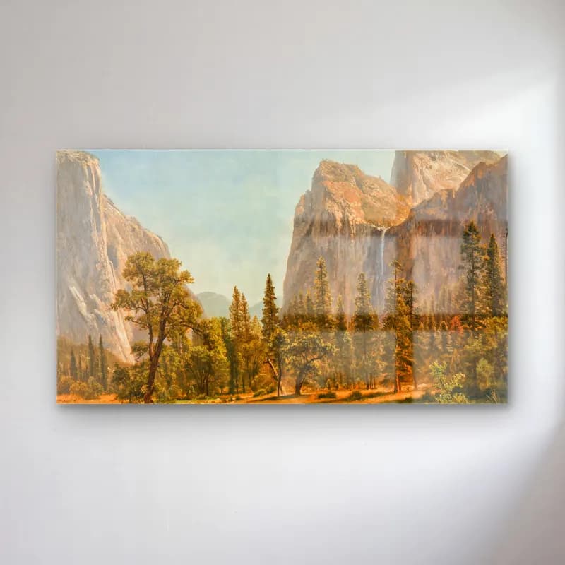 Albert Bierstadt – Bridal Veil Falls, Yosemite Valley, California cam tablo — Albert Bierstadt – Bridal Veil Falls, Yosemite Valley, California — yağlı boya dağ manzarası