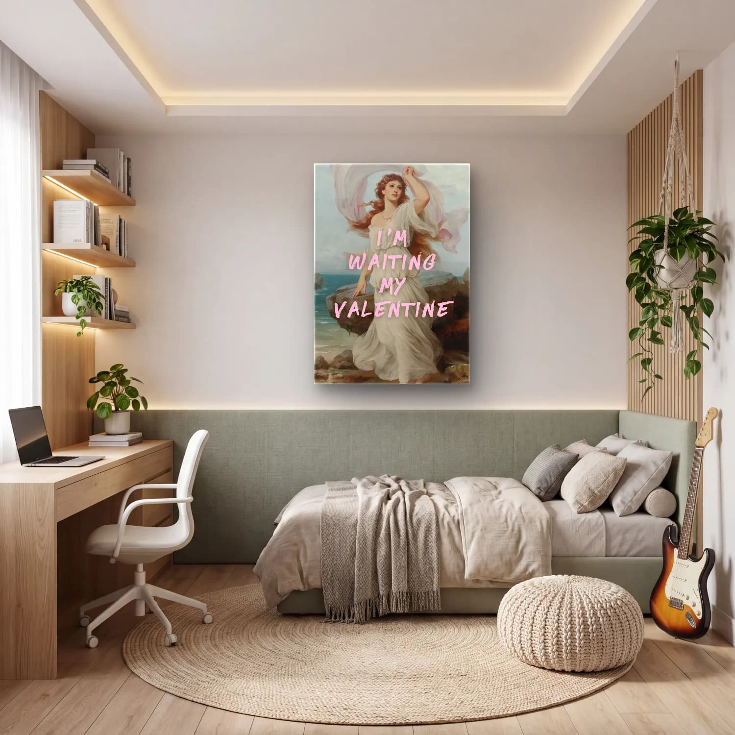 Pastel Melek No. 7 cam tablo — genç odasında