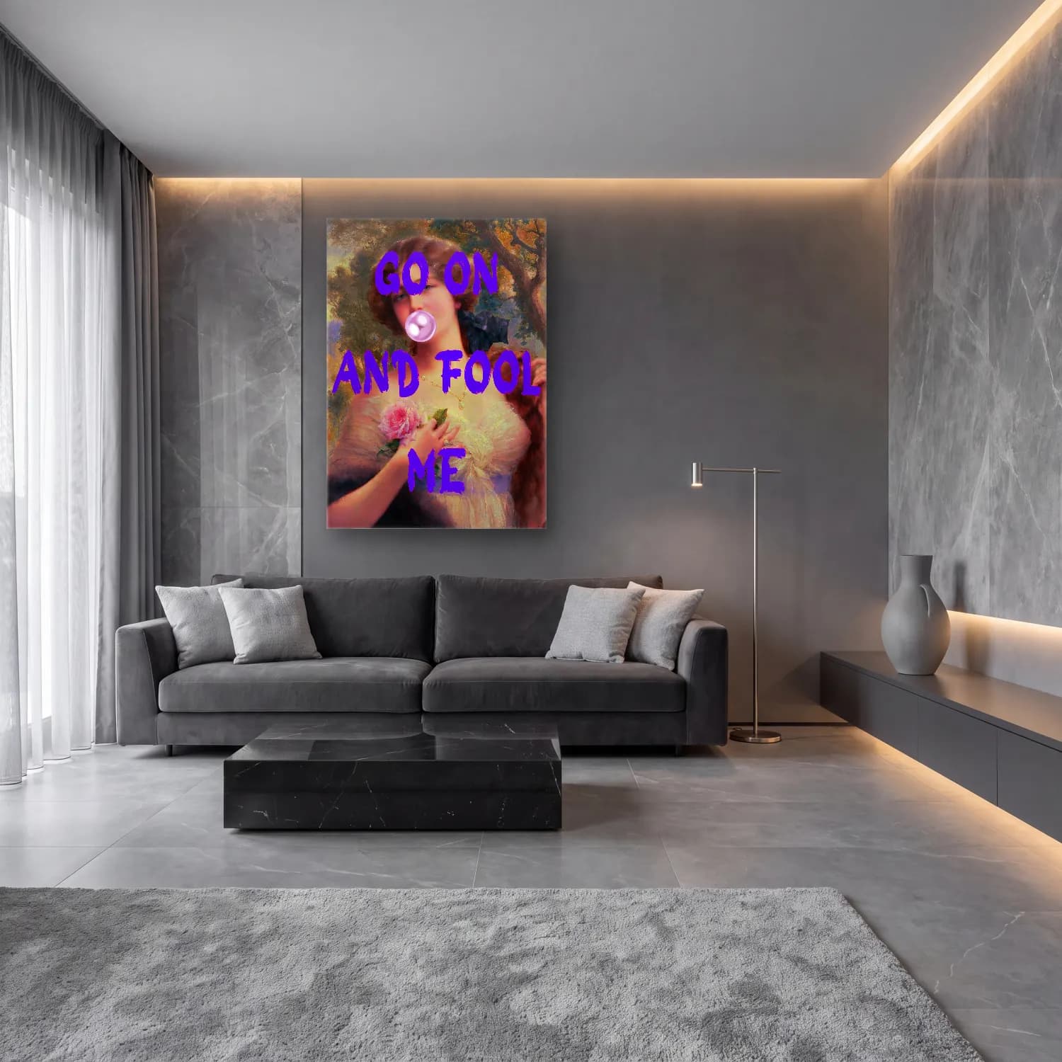 Pastel Söz Posteri No. 6 cam tablo — lüks salon duvarında