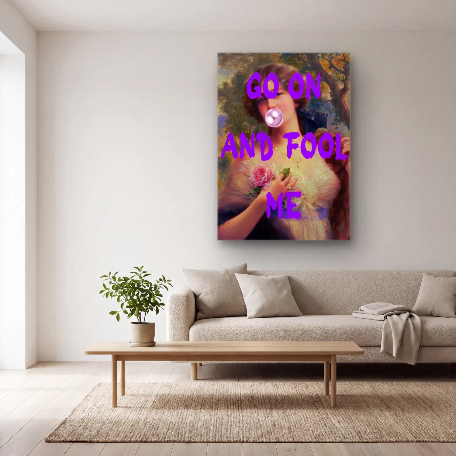 Pastel Söz Posteri No. 6 cam tablo — açık renk salonda