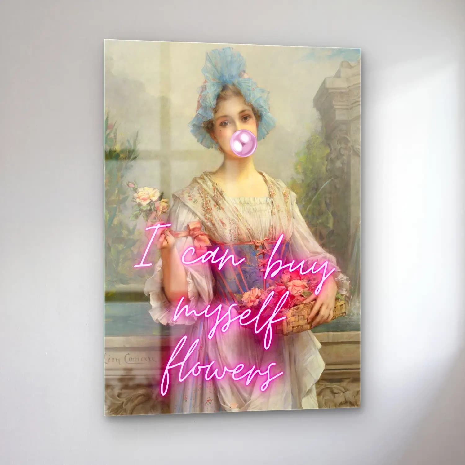 Pastel Kız Çocuğu Portresi – Pembe Tonlar cam tablo — sol açıdan görünüm