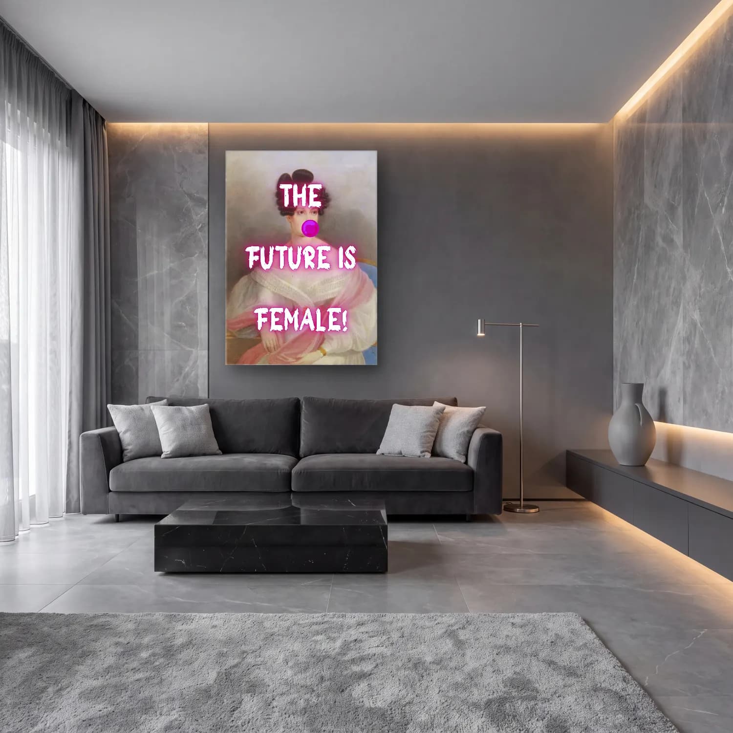 Pastel Kadın Portresi No. 20 cam tablo — lüks salon duvarında