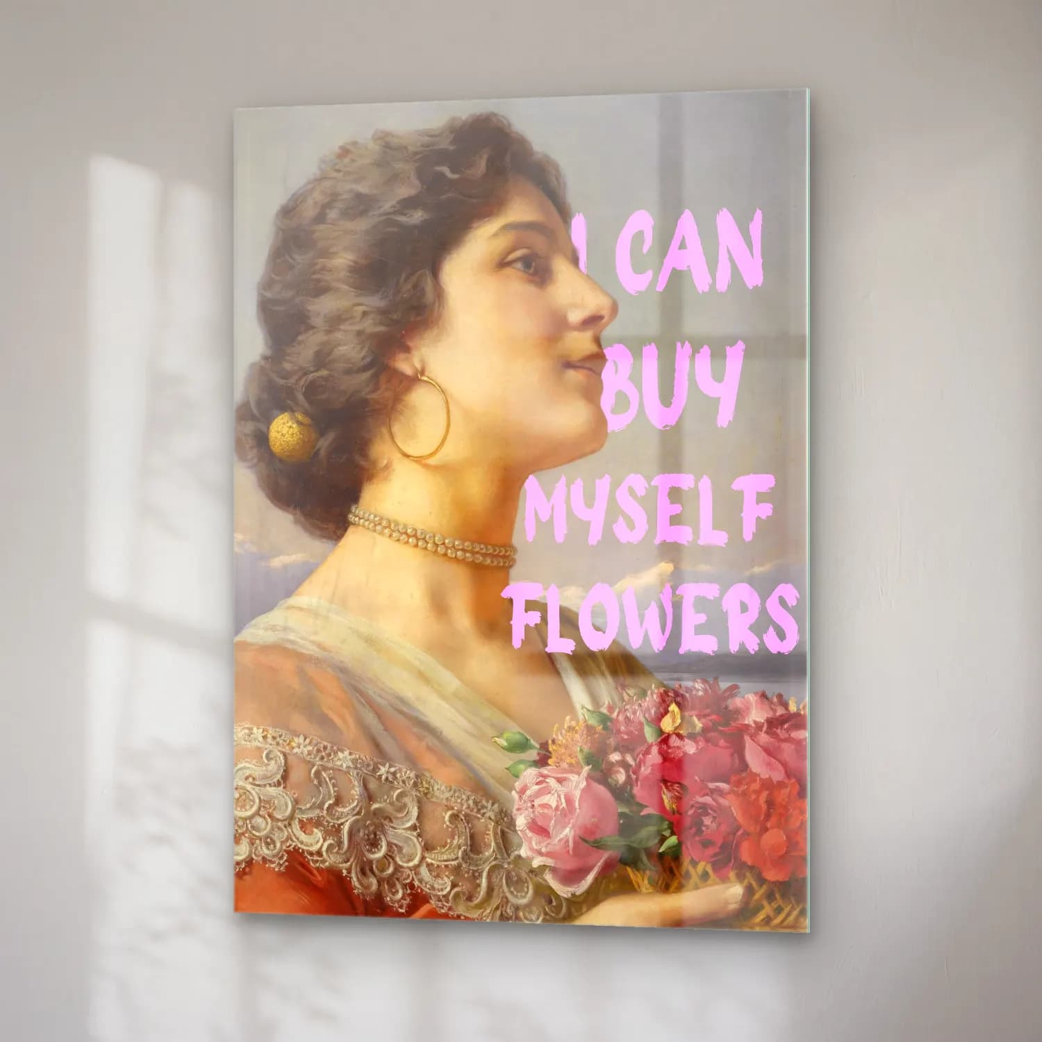 Vintage Poster Çiçek Pazarı No. 3 cam tablo — sağ açıdan görünüm