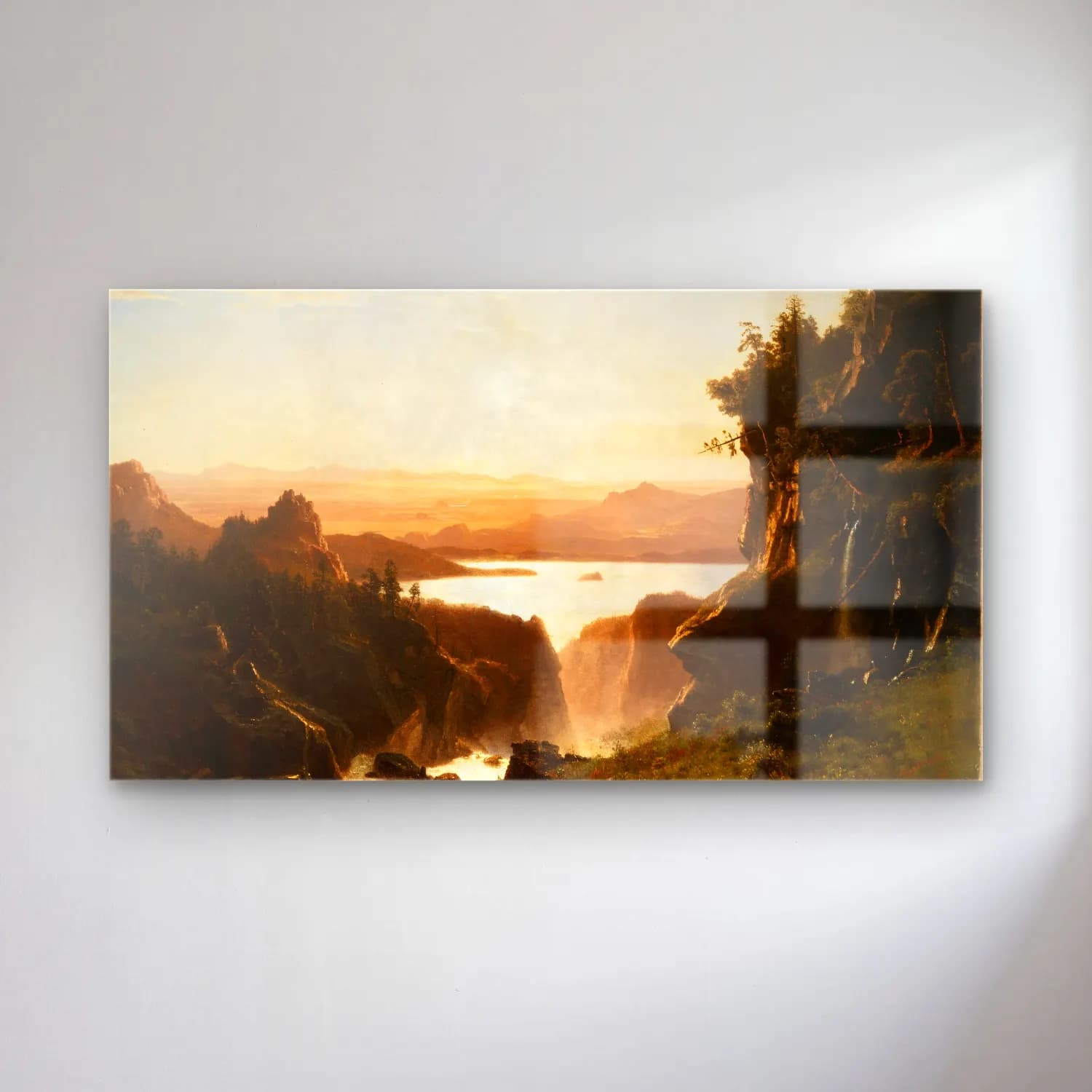 Albert Bierstadt – Island Lake, Wind River Range, Wyoming cam tablo — Albert Bierstadt – Island Lake, Wind River Range, Wyoming — yağlı boya göl ve dağlar