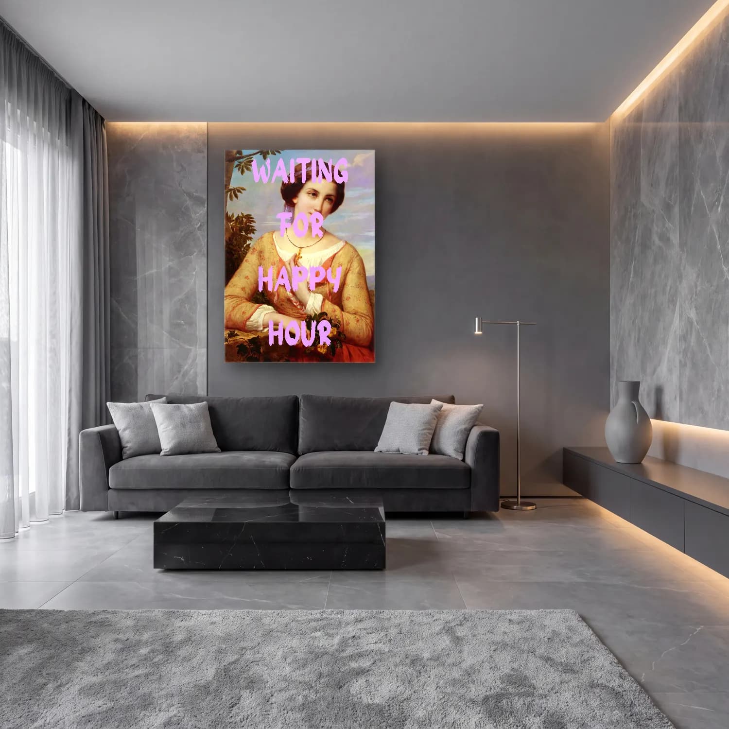Pastel Kadın Portresi No. 21 cam tablo — lüks salon duvarında