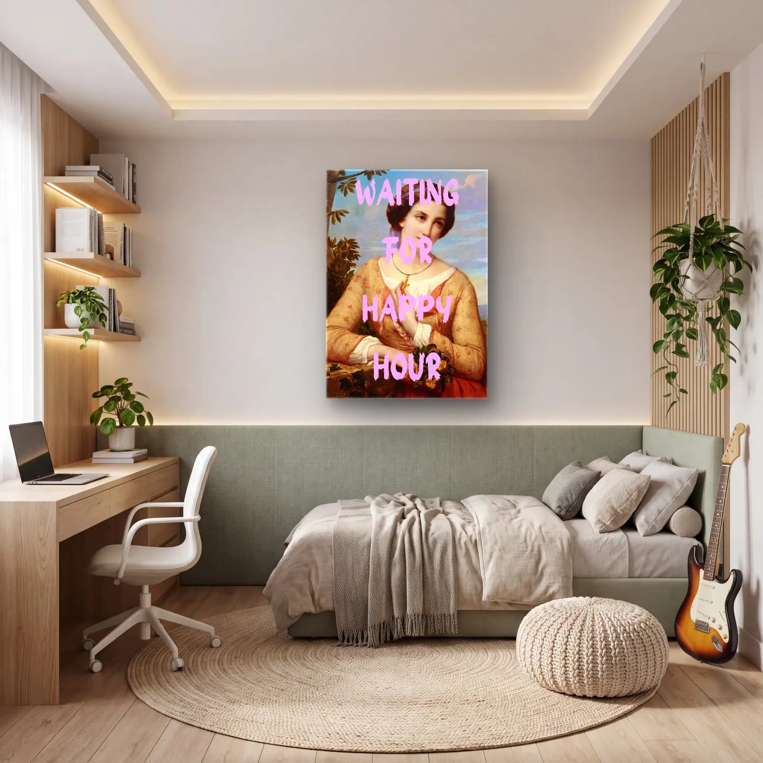 Pastel Kadın Portresi No. 21 cam tablo — genç odasında