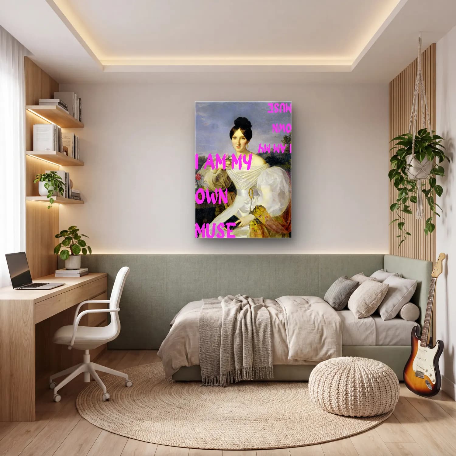 Pastel Kadın Portresi No. 23 cam tablo — genç odasında