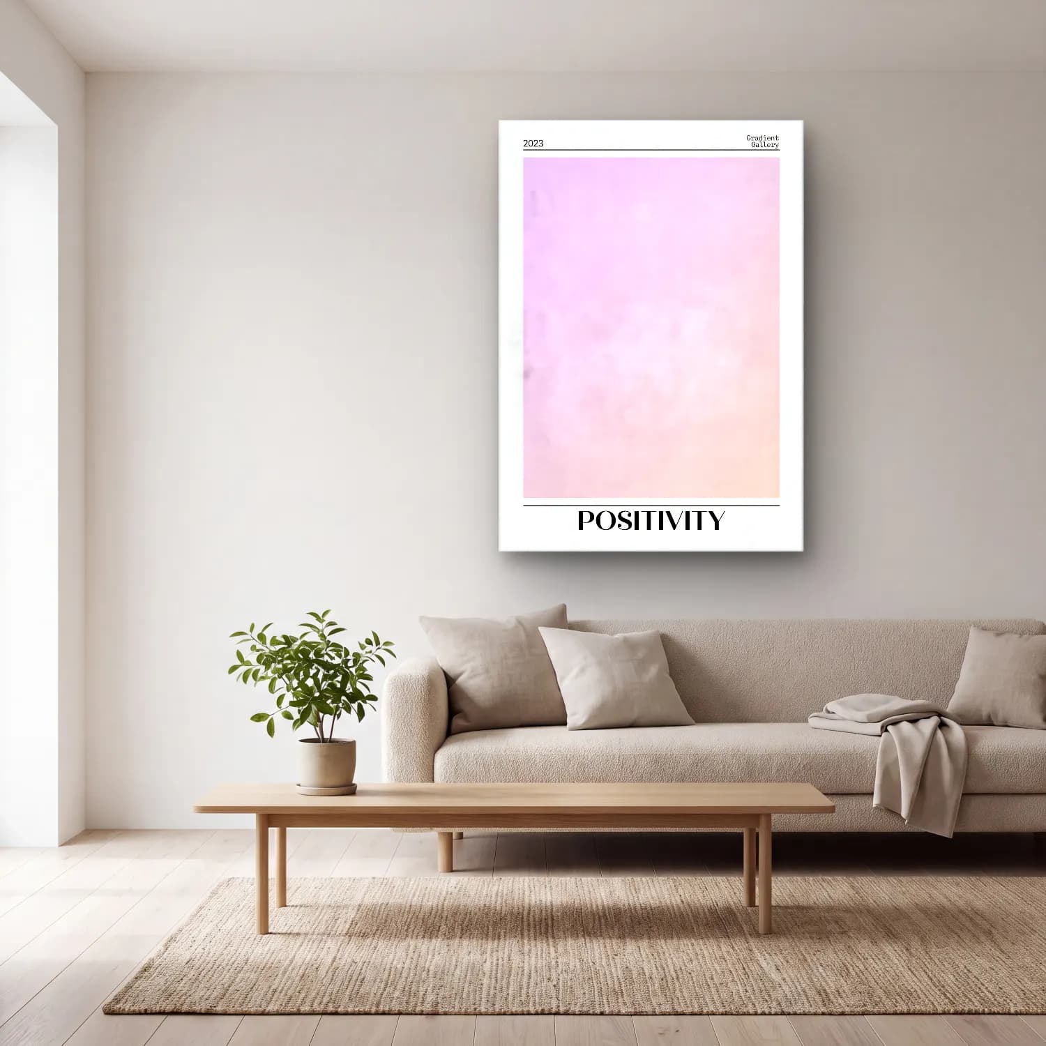 Pastel Renk Alanları No. 13 cam tablo — açık renk salonda