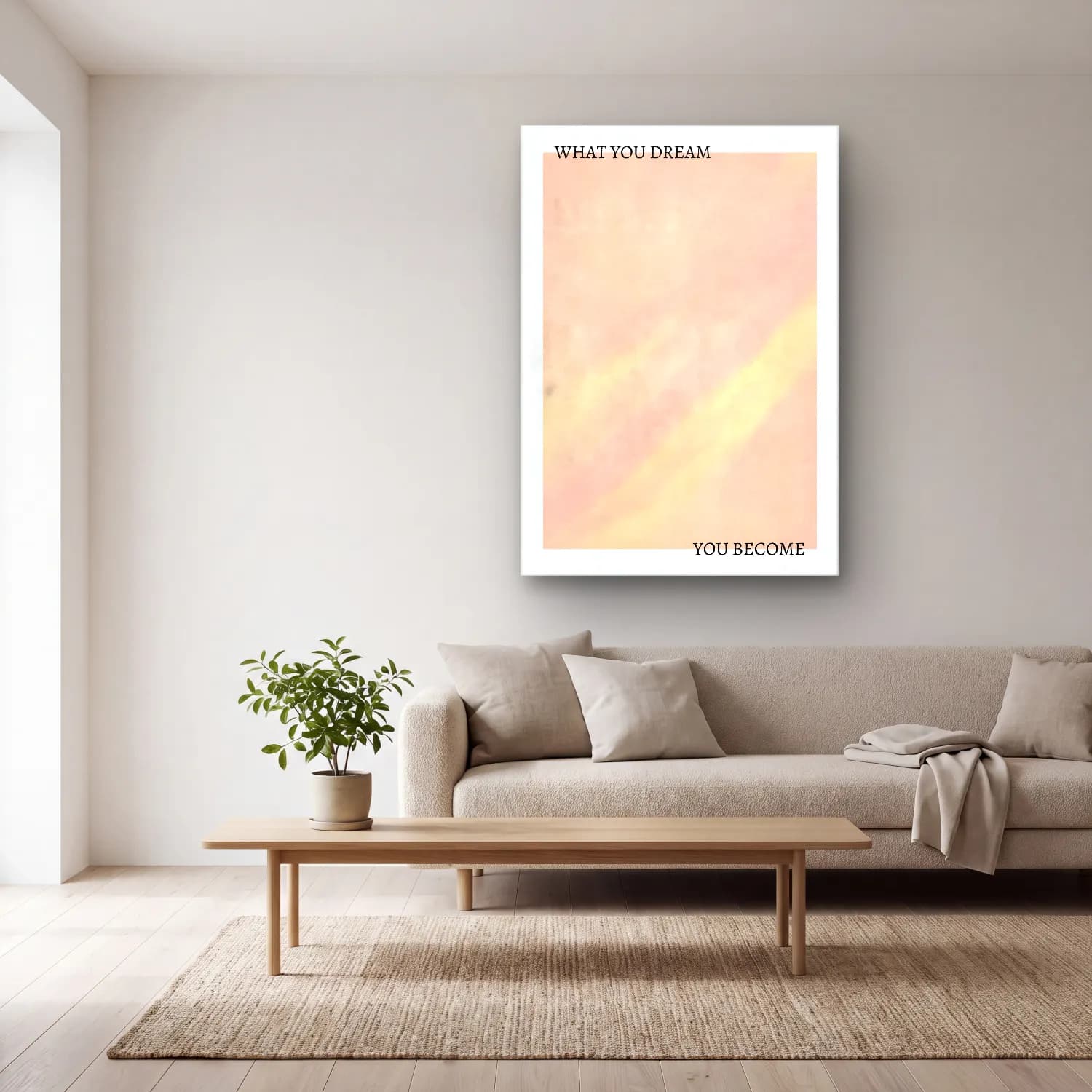 Pastel Renk Alanları No. 18 cam tablo — açık renk salonda