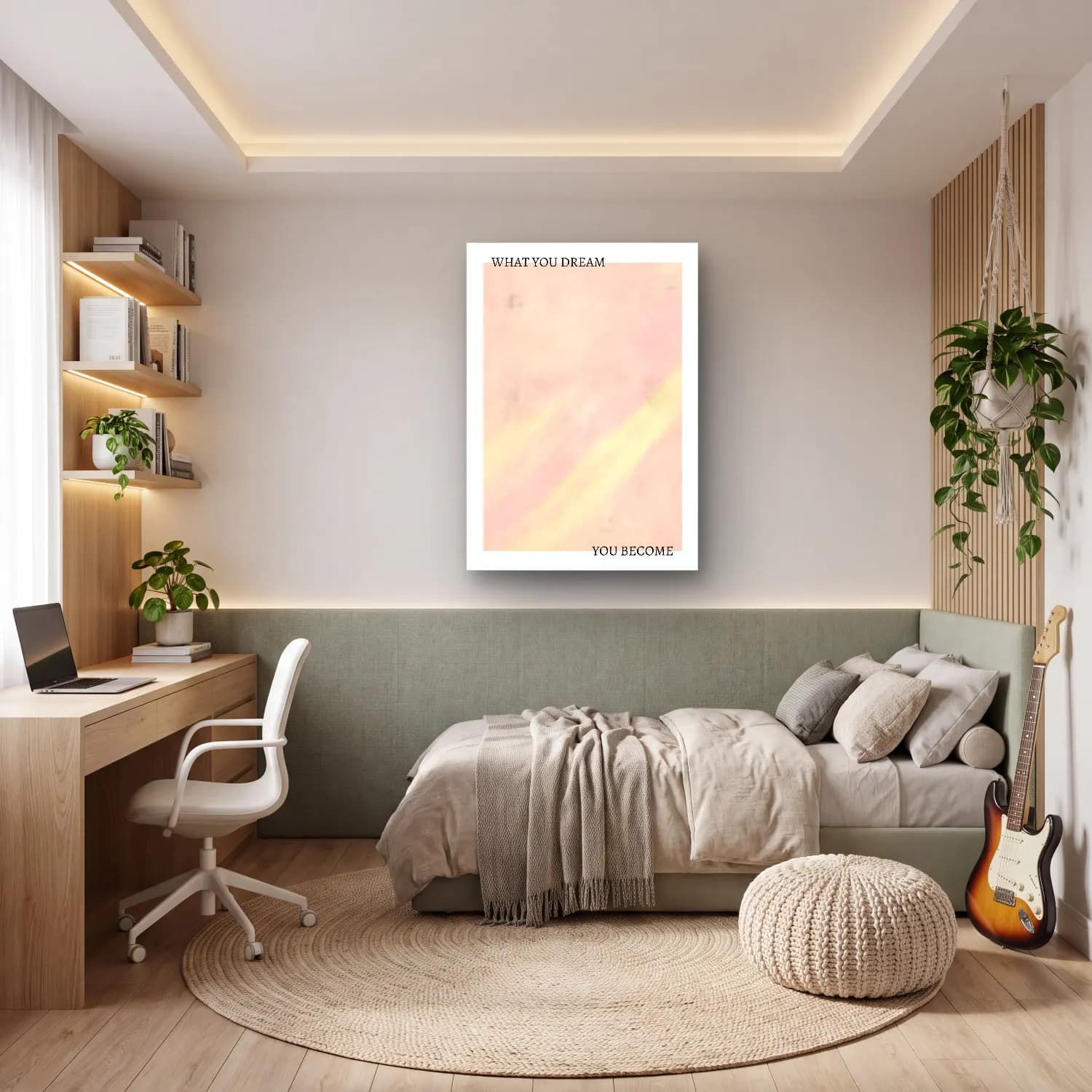 Pastel Renk Alanları No. 18 cam tablo — genç odasında