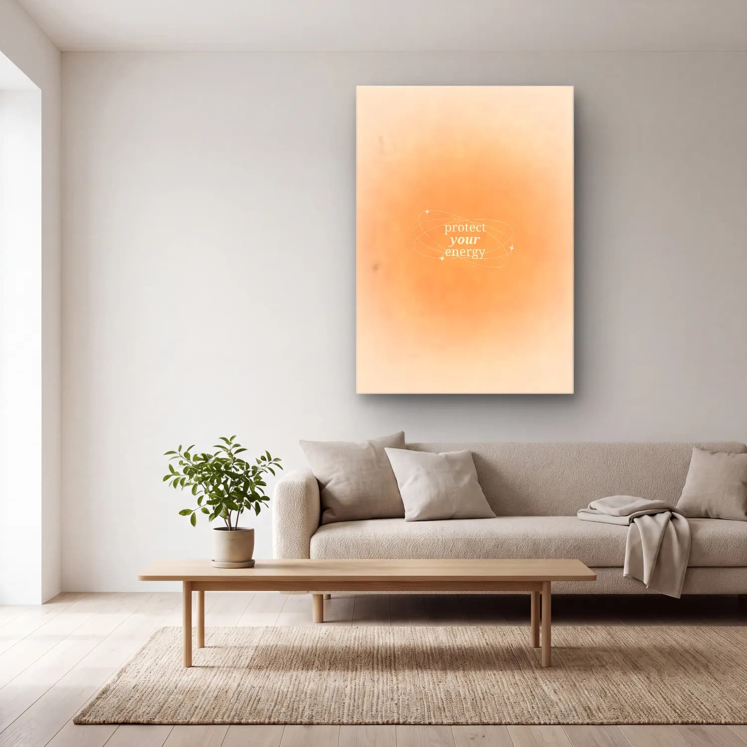 Pastel Söz Posteri No. 13 cam tablo — açık renk salonda