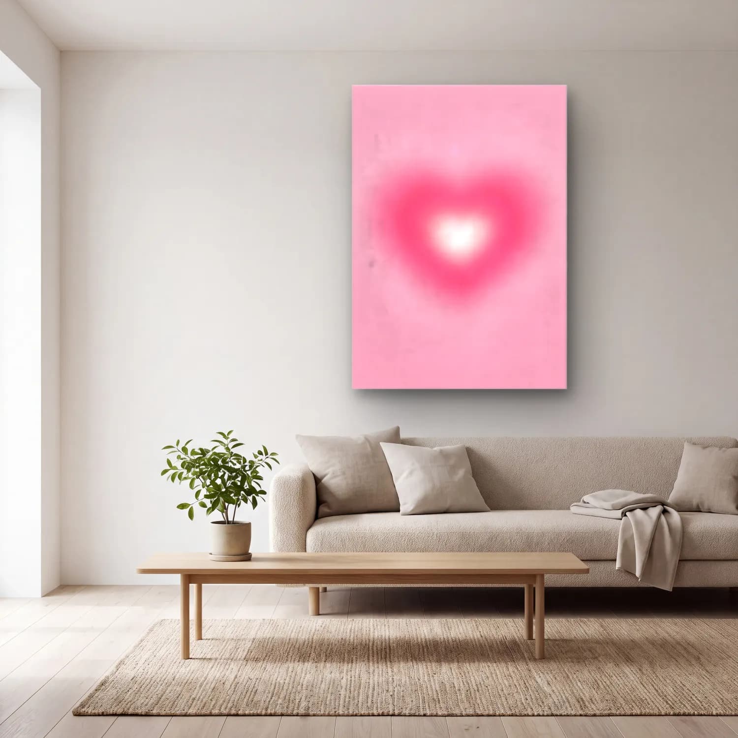 Pastel Dama Deseni No. 3 cam tablo — açık renk salonda