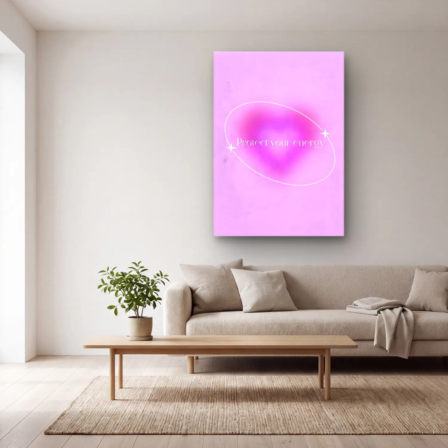 Pastel Söz Posteri No. 16 cam tablo — açık renk salonda