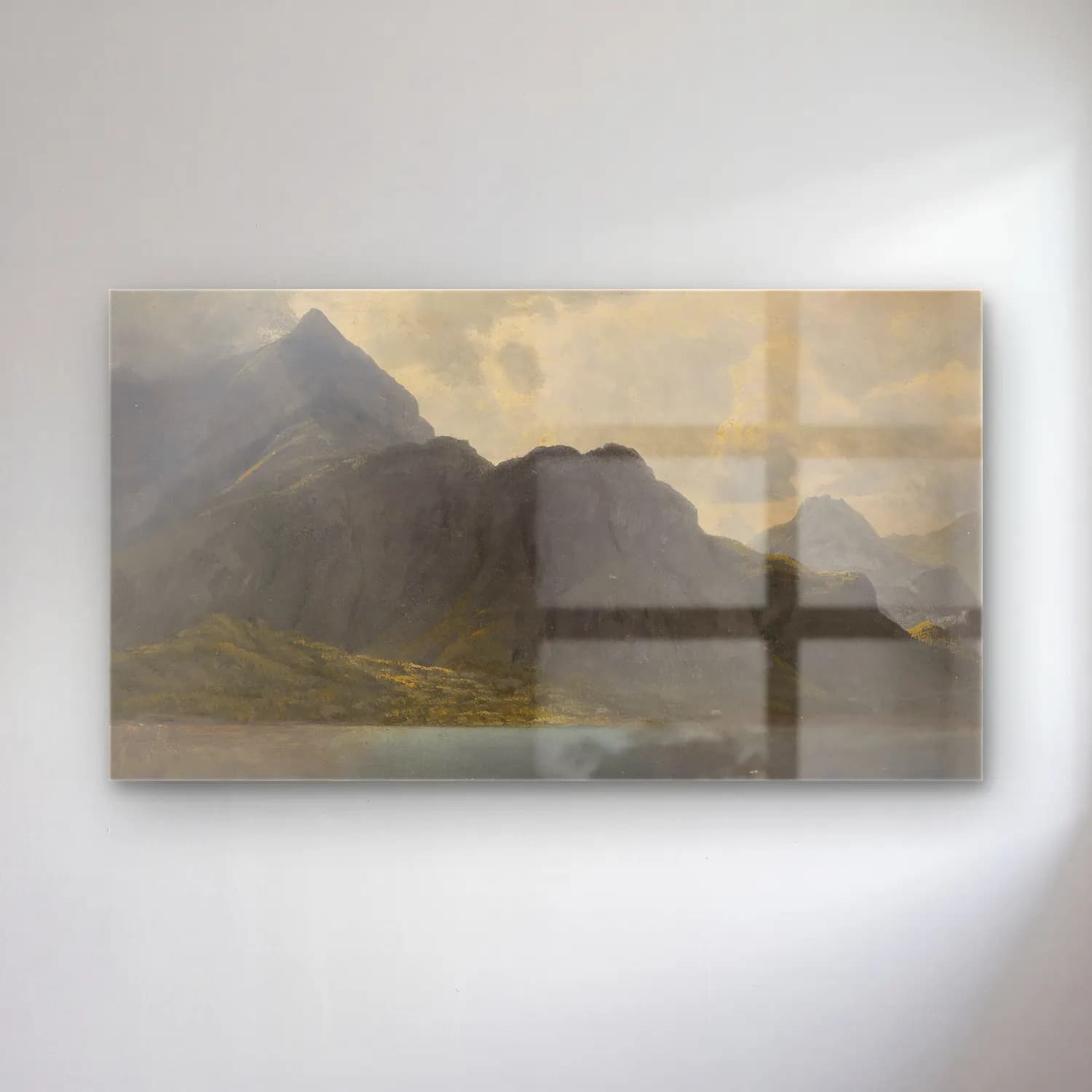 Albert Bierstadt – Untitled (Alaska) cam tablo — Albert Bierstadt – Untitled (Alaska) — yağlı boya göl ve dağlar