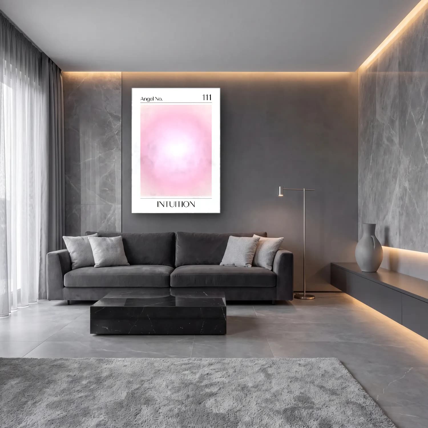 Pastel Renk Alanları No. 28 cam tablo — lüks salon duvarında