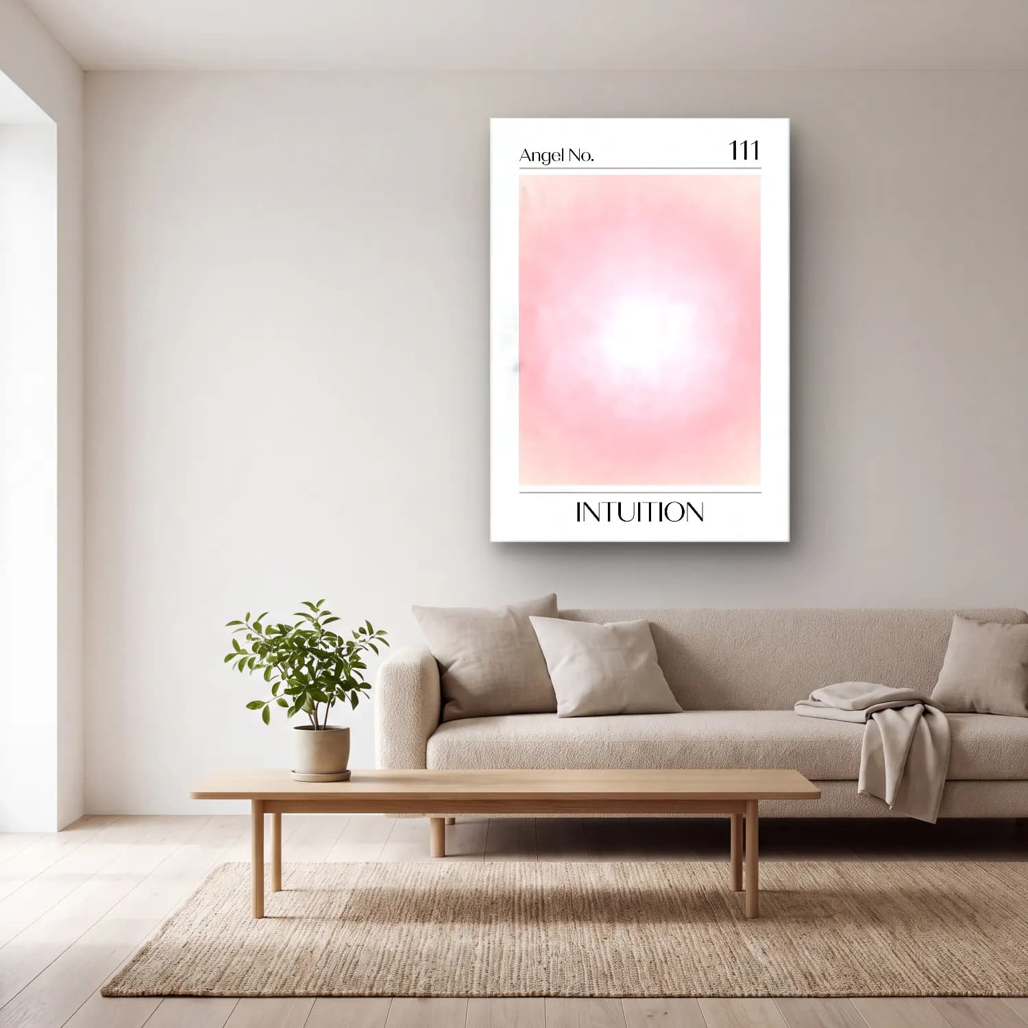 Pastel Renk Alanları No. 28 cam tablo — açık renk salonda