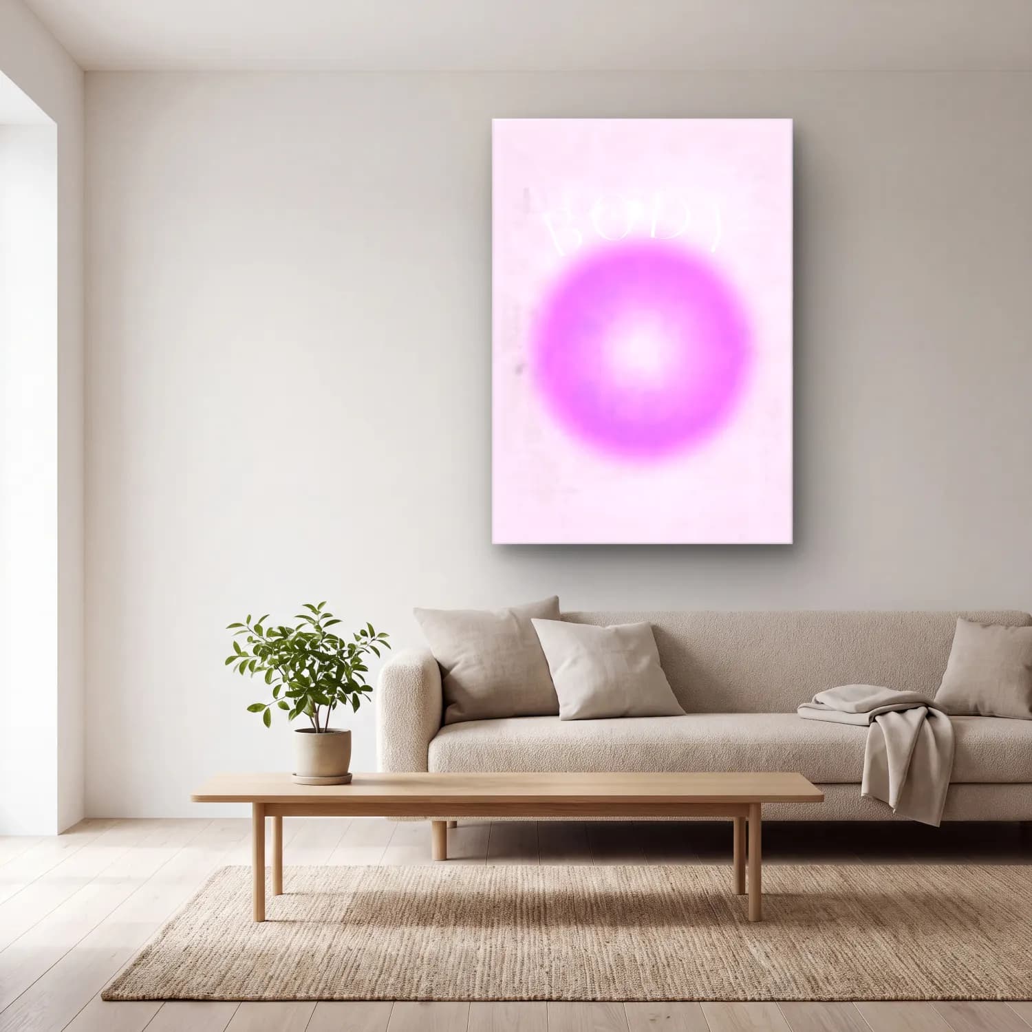 Pastel Anatomi Çizimi No. 3 cam tablo — açık renk salonda