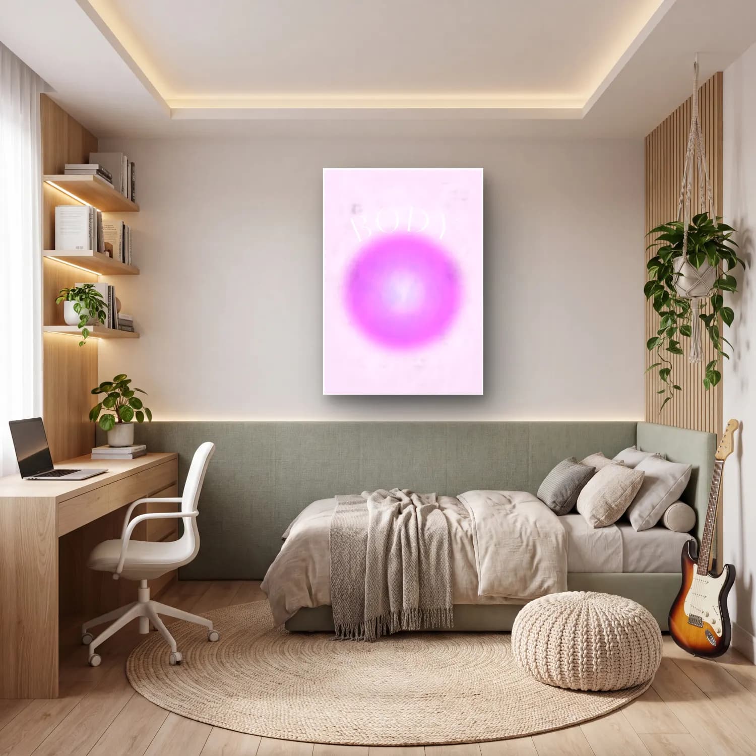 Pastel Anatomi Çizimi No. 3 cam tablo — genç odasında