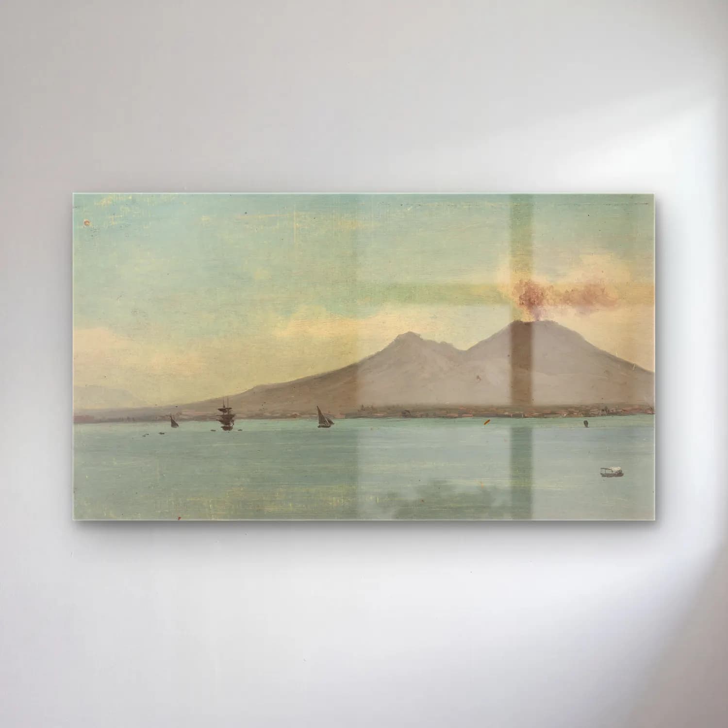 Albert Bierstadt – Vesuvius cam tablo — Albert Bierstadt – Vesuvius — yağlı boya i̇talyan sahili