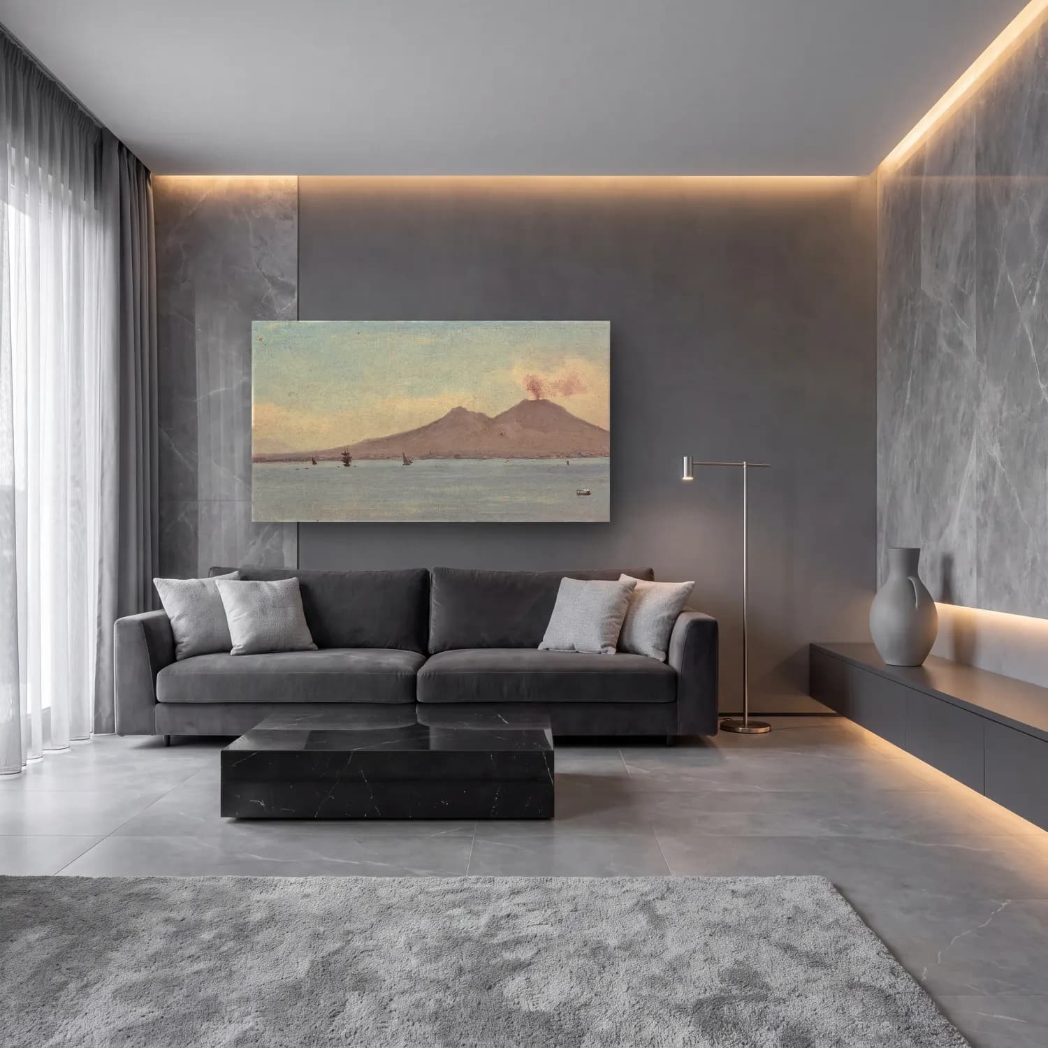 Albert Bierstadt – Vesuvius cam tablo — lüks salon duvarında